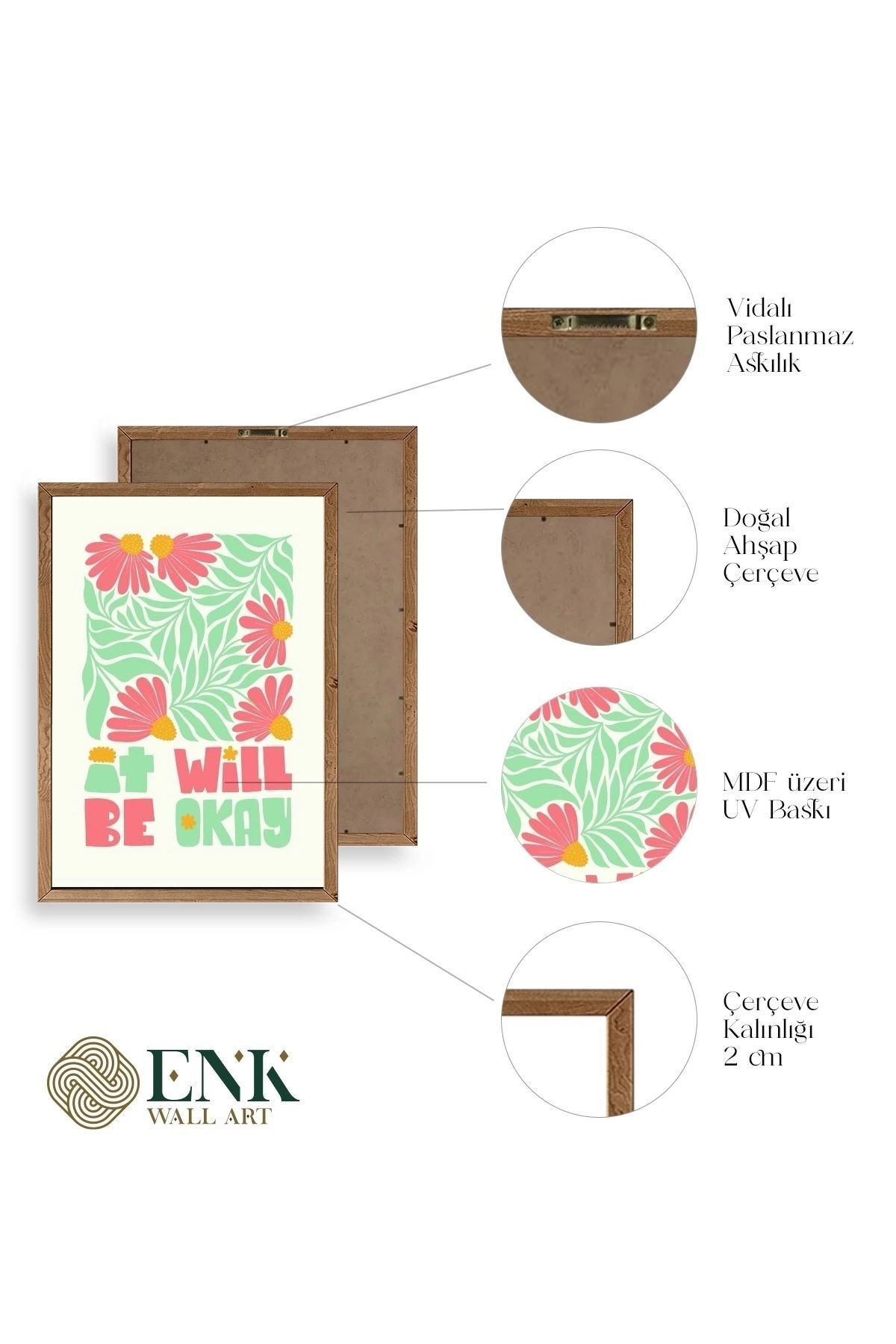 Motto Ahşap Çerçeveli Tablo 17 x 23