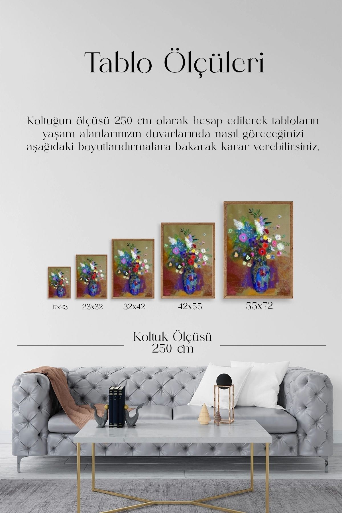 Çiçekler Ahşap Çerçeveli Tablo 50 x 70