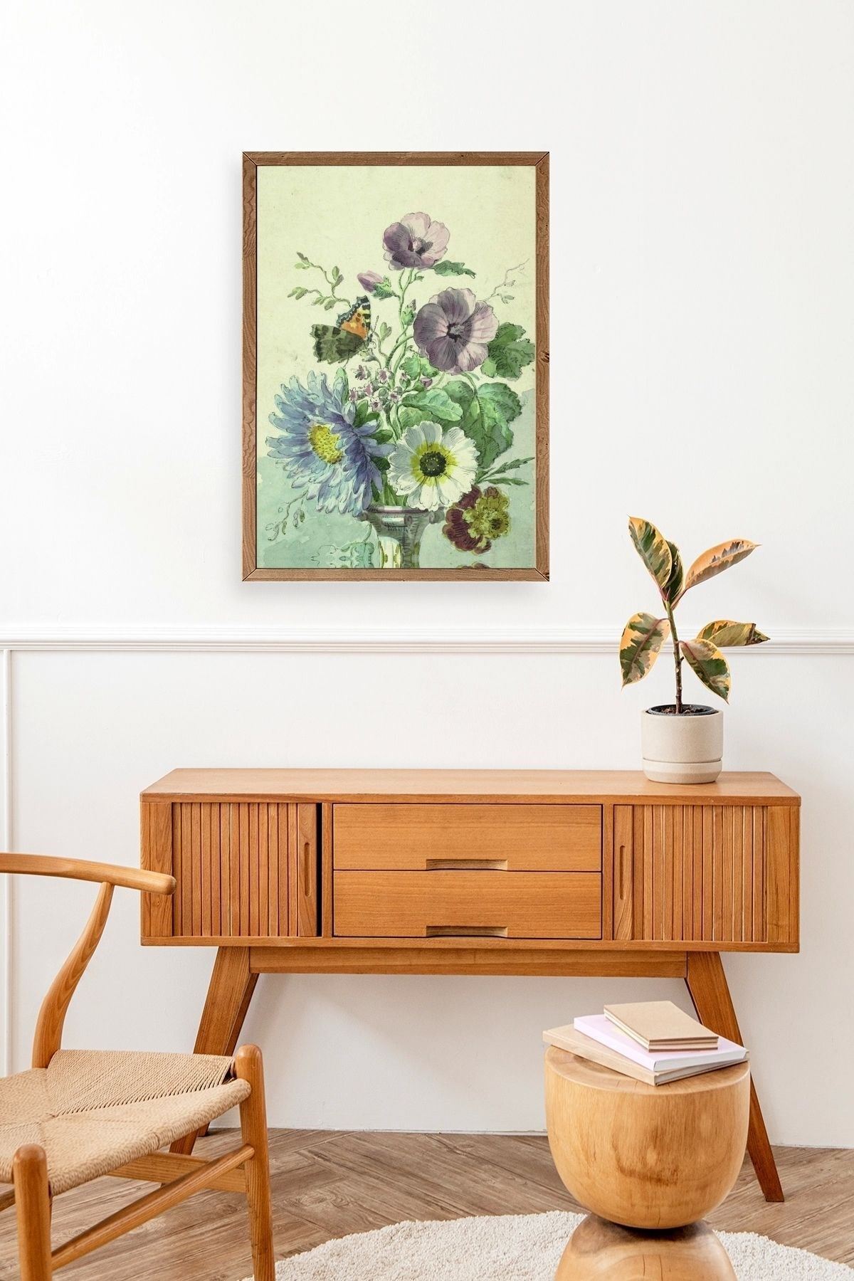 Çiçekler Ahşap Çerçeveli Tablo 50 x 70