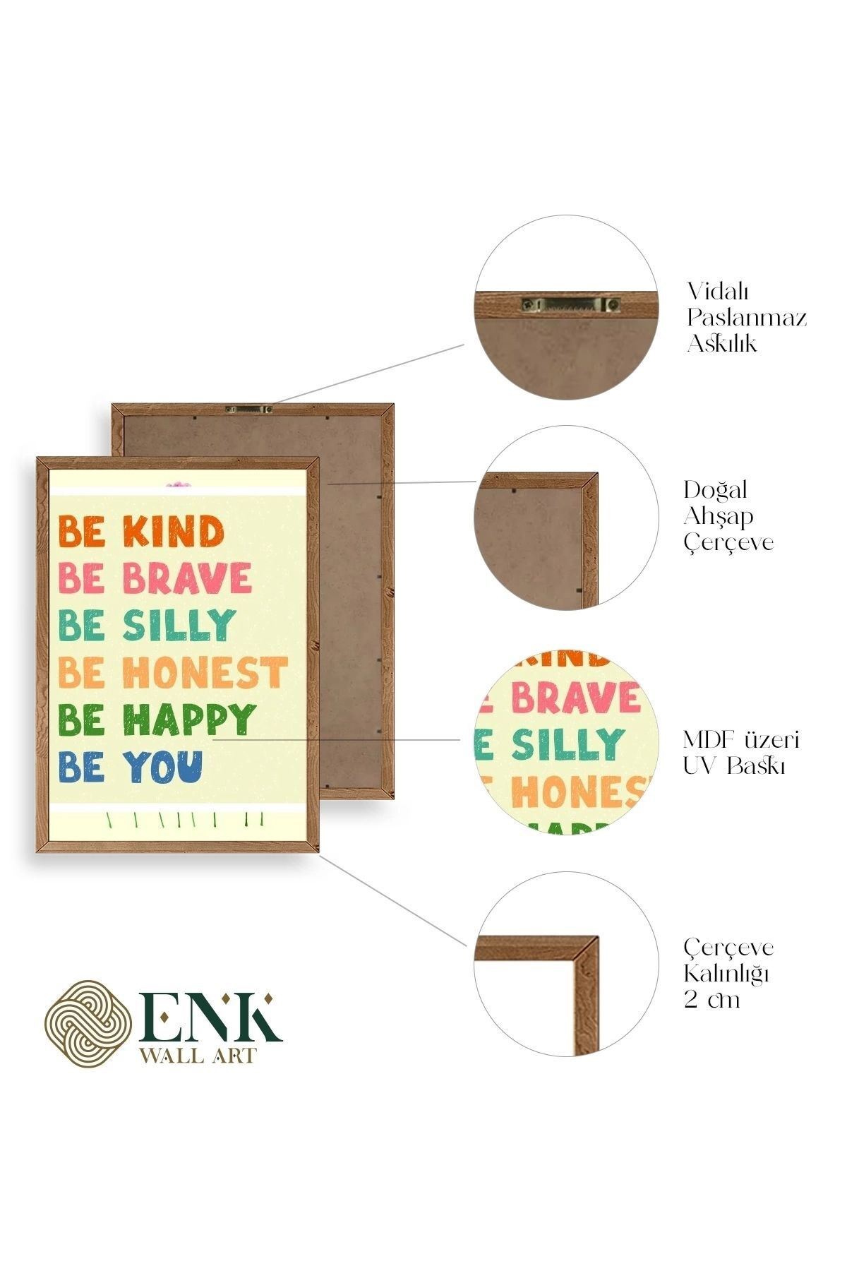 Motto Ahşap Çerçeveli Tablo 30 x 42