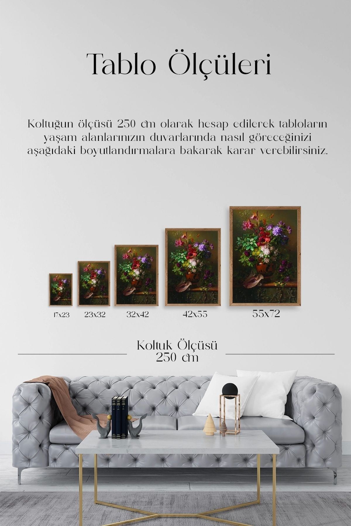 Çiçekler Ahşap Çerçeveli Tablo 50 x 70