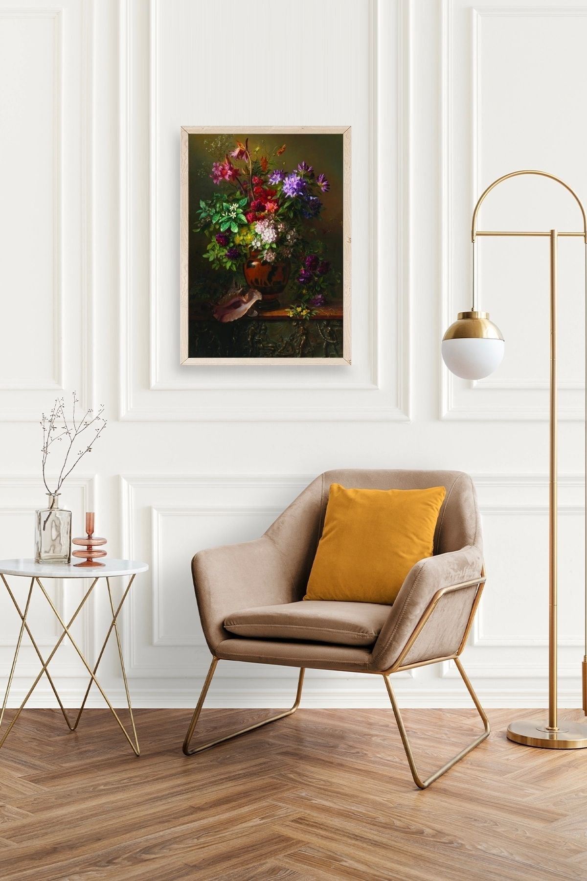 Çiçekler Ahşap Çerçeveli Tablo 17 x 23