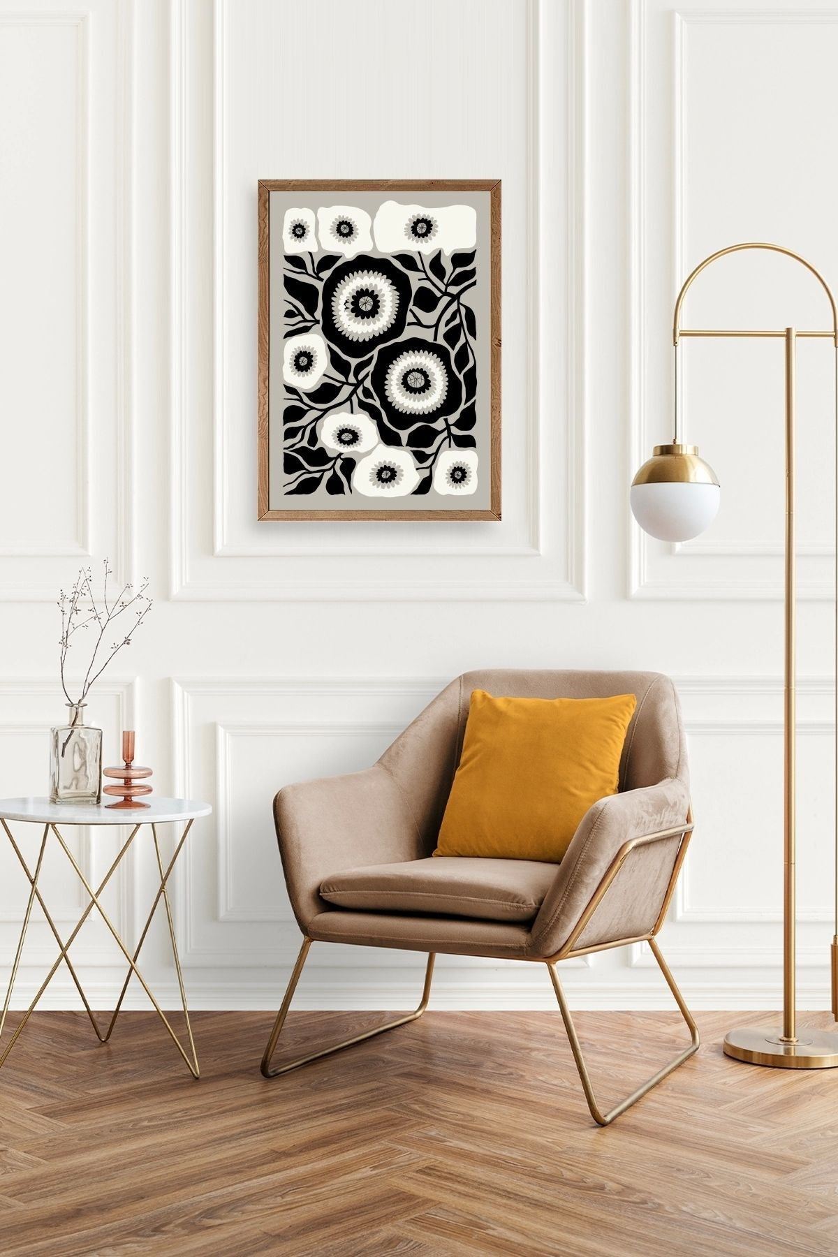 Çiçek Ahşap Çerçeveli Tablo 50 x 70