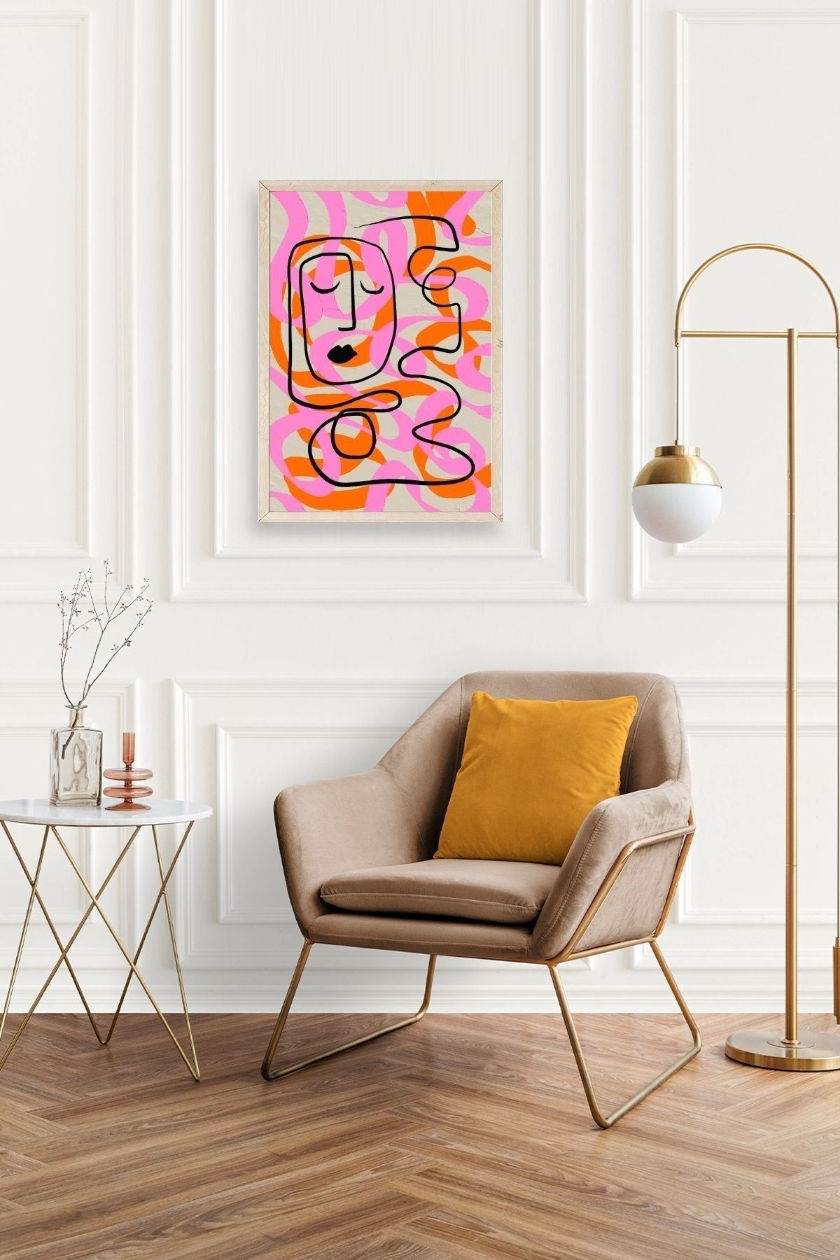 Soyut Ahşap Çerçeveli Tablo 30 x 42