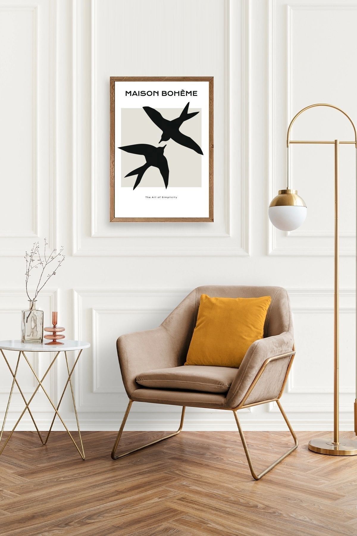 Kuşlar Ahşap Çerçeveli Tablo 17 x 23