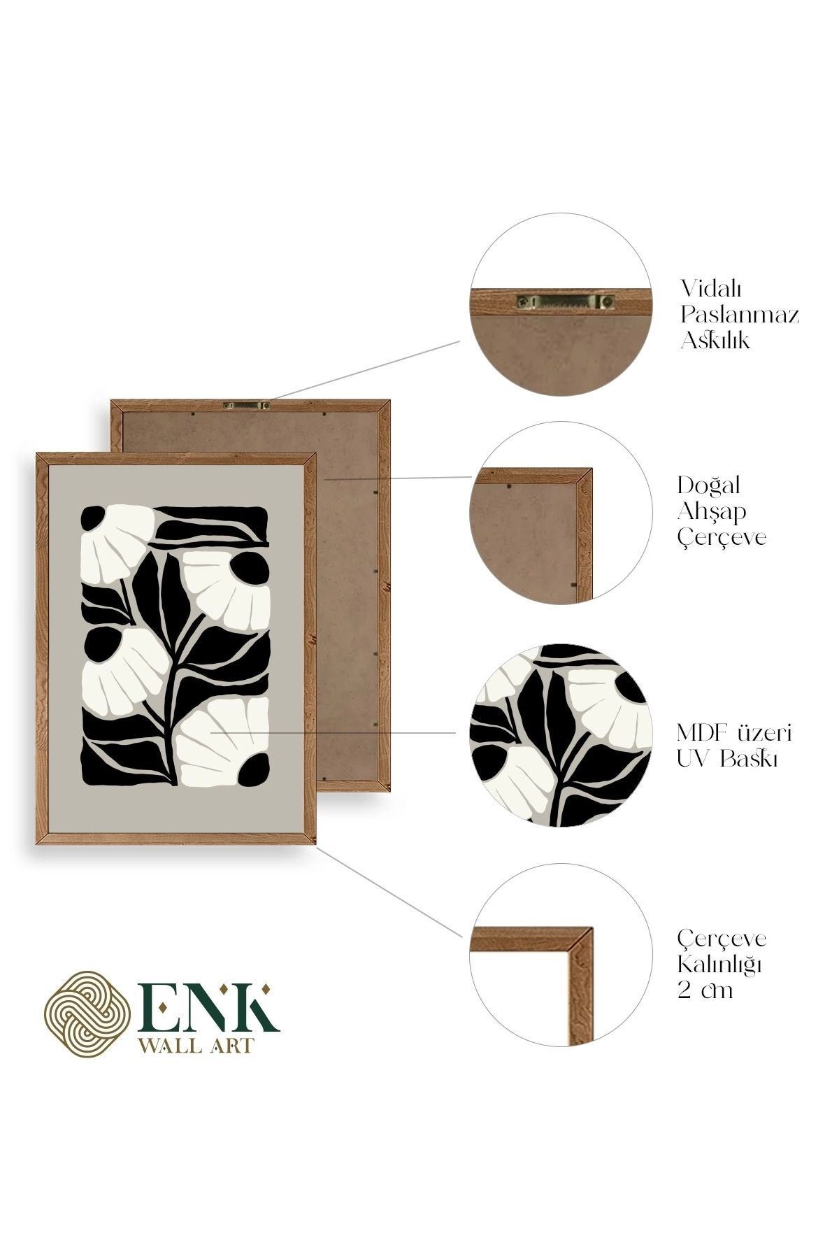 Çiçek Ahşap Çerçeveli Tablo 17 x 23