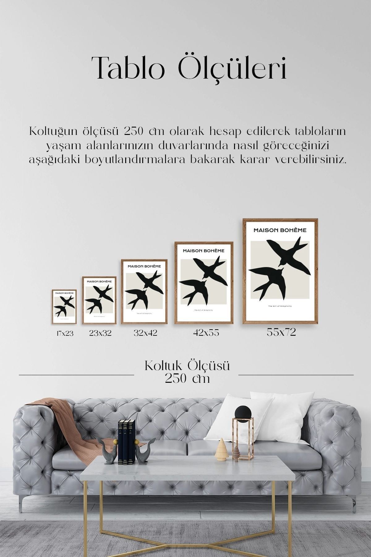 Kuşlar Ahşap Çerçeveli Tablo 50 x 70
