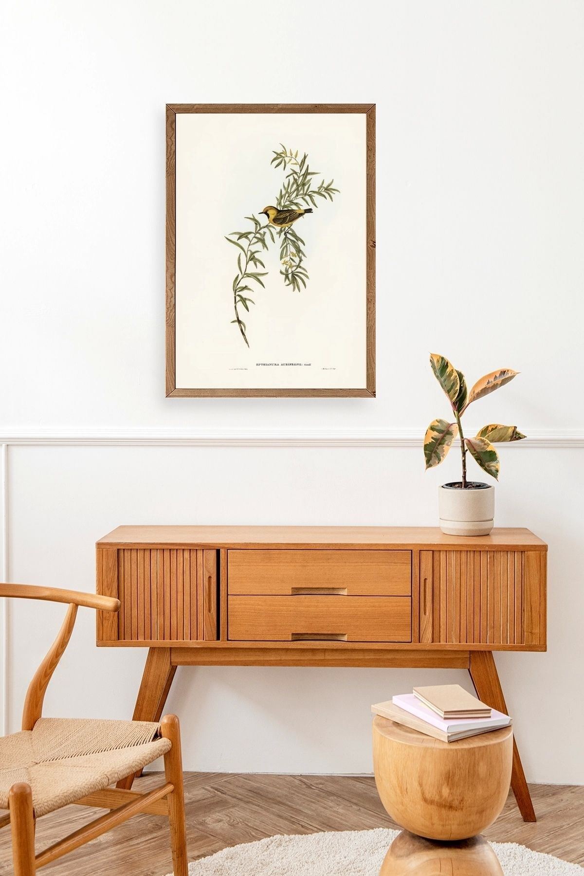 Daldaki Kuş Ahşap Çerçeveli Tablo 30 x 42