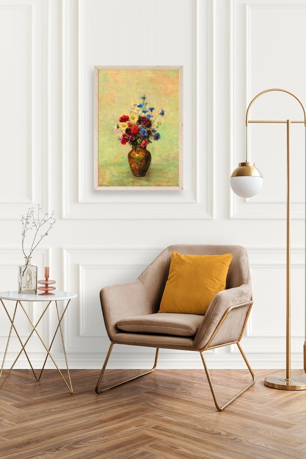 Vazoda Çiçek Ahşap Çerçeveli Tablo 50 x 70