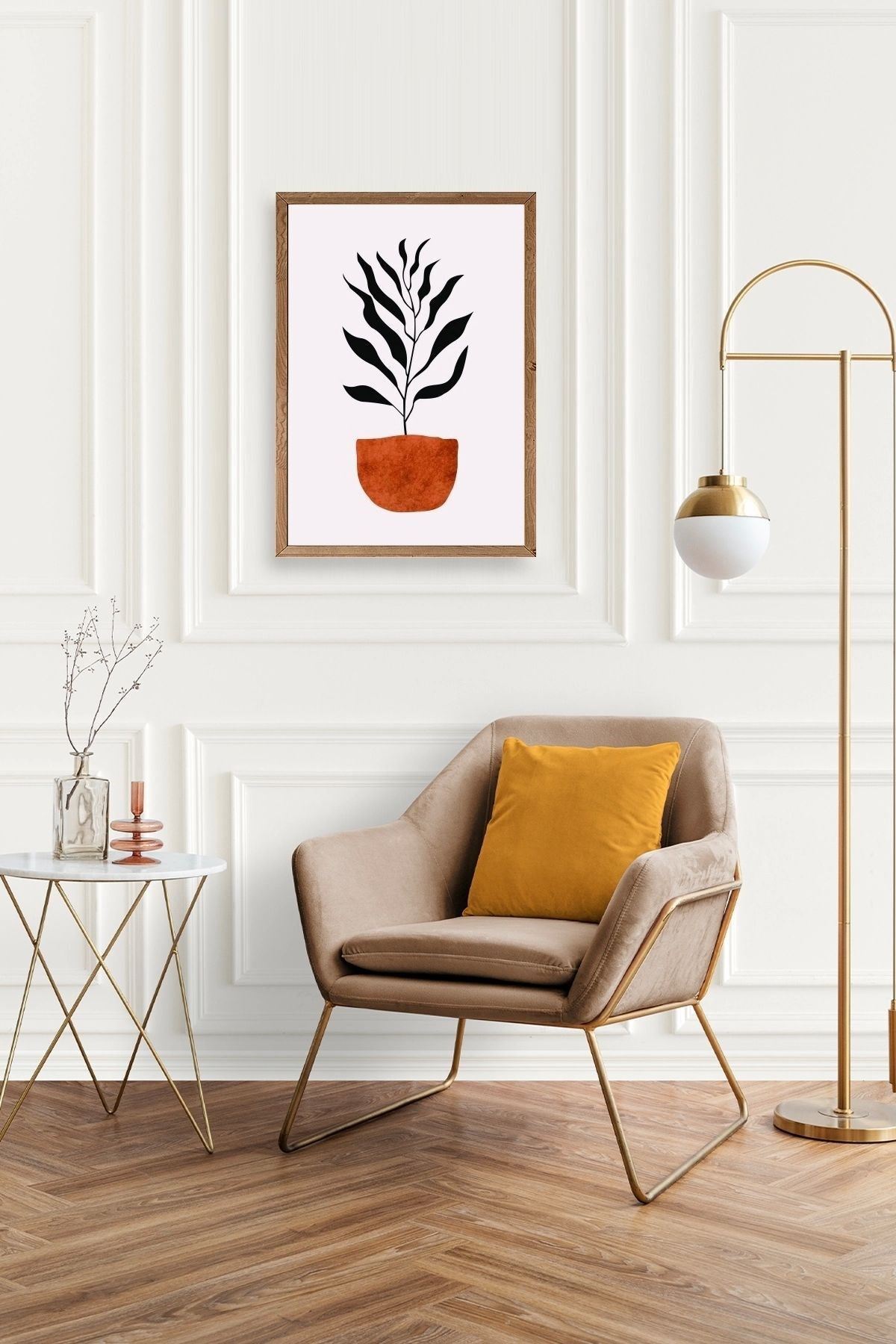 Saksı Ahşap Çerçeveli Tablo 30 x 42