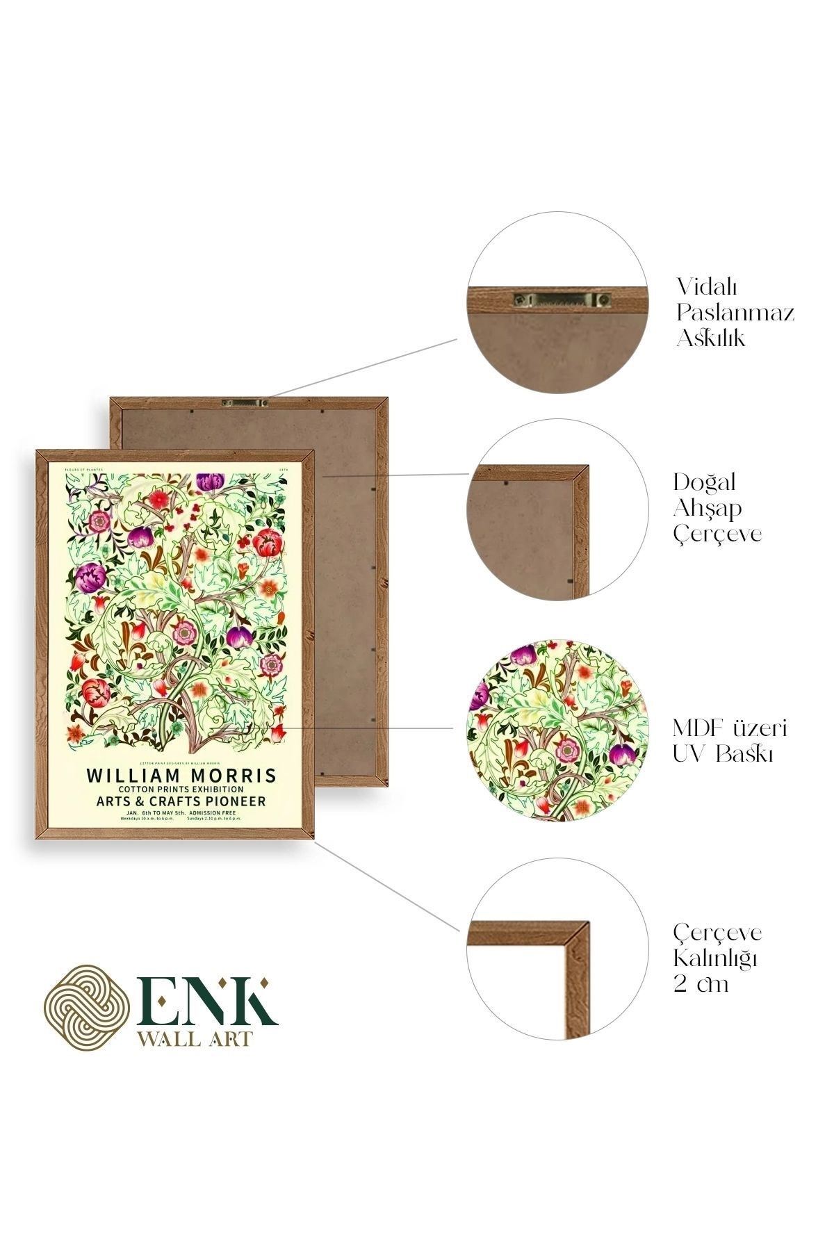 Çiçekler Ahşap Çerçeveli Tablo 50 x 70