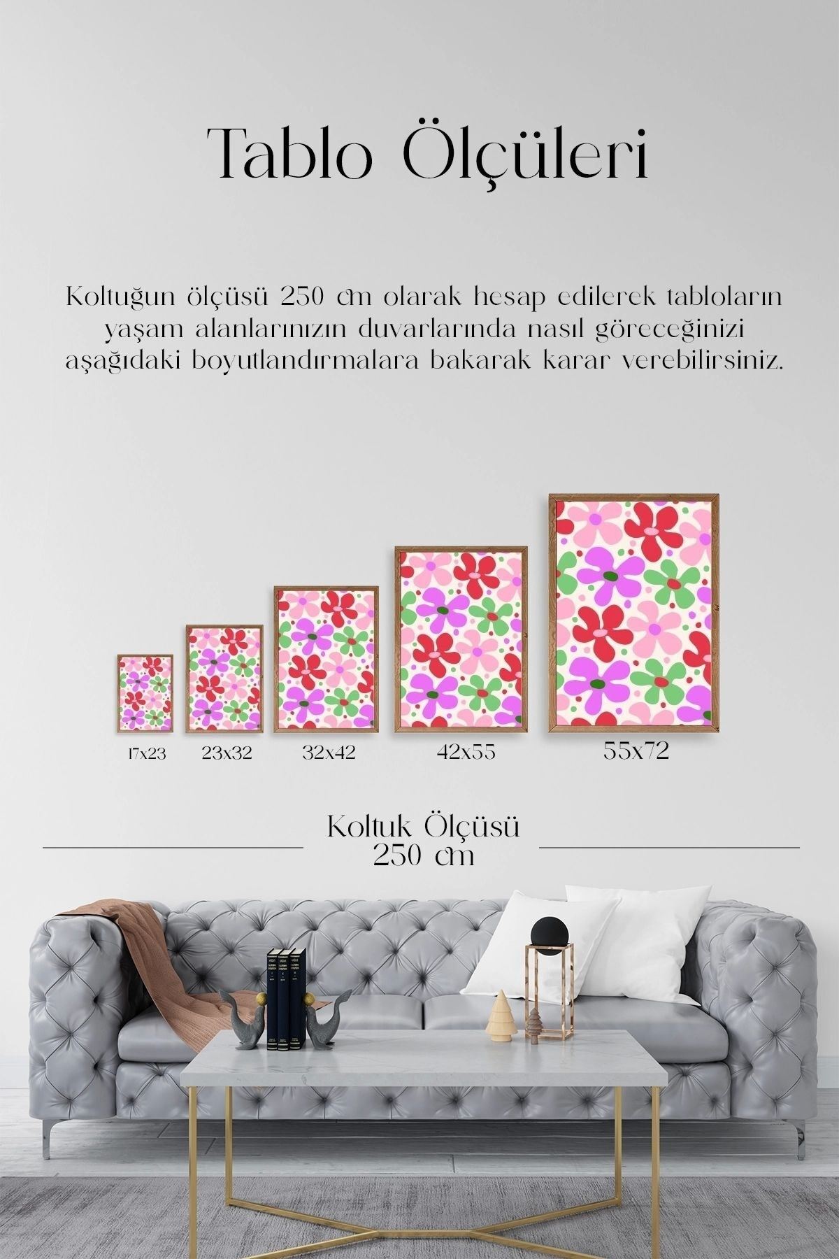 Çiçekler Ahşap Çerçeveli Tablo 30 x 42