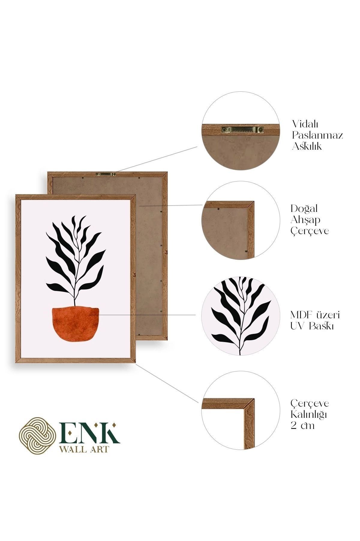 Saksı Ahşap Çerçeveli Tablo 23 x 30