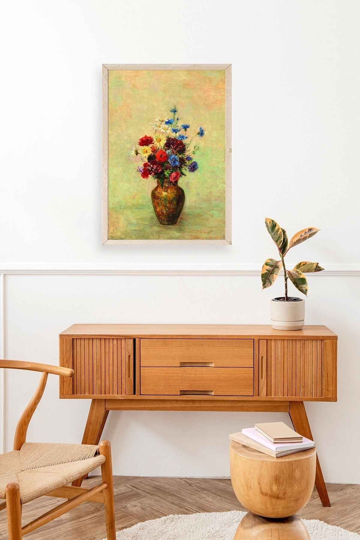 Vazoda Çiçek Ahşap Çerçeveli Tablo 23 x 30