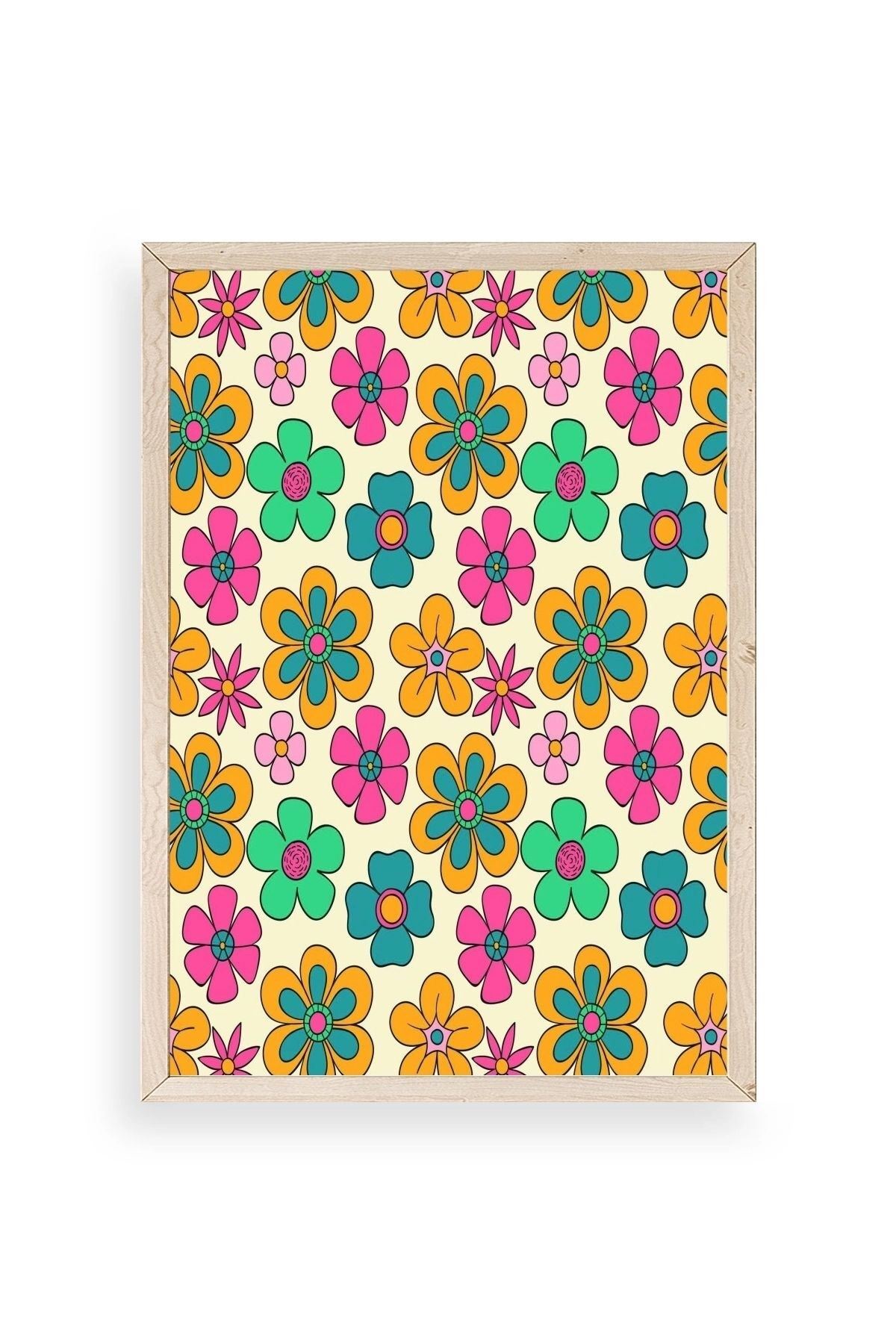 Çiçekler Ahşap Çerçeveli Tablo 17 x 23