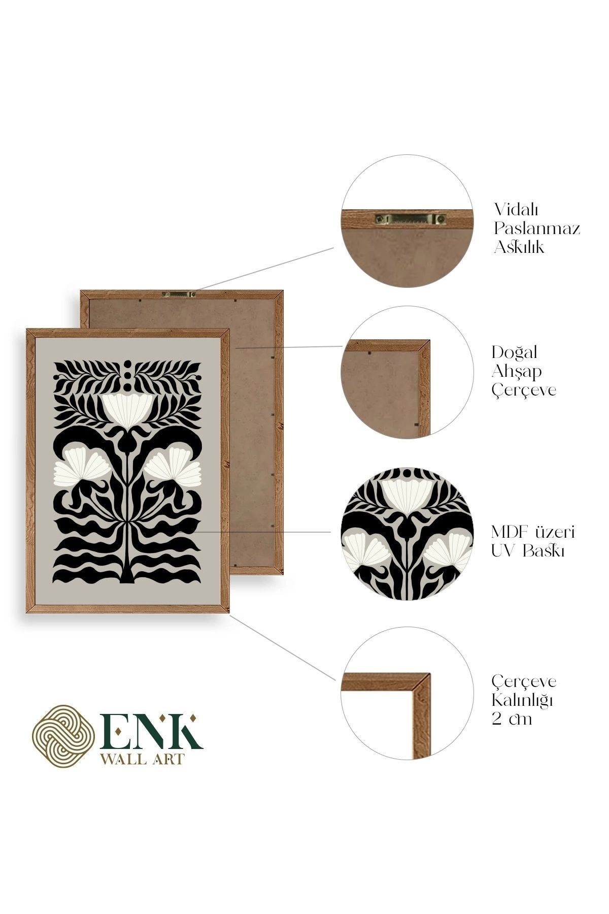 Çiçek Ahşap Çerçeveli Tablo 30 x 42