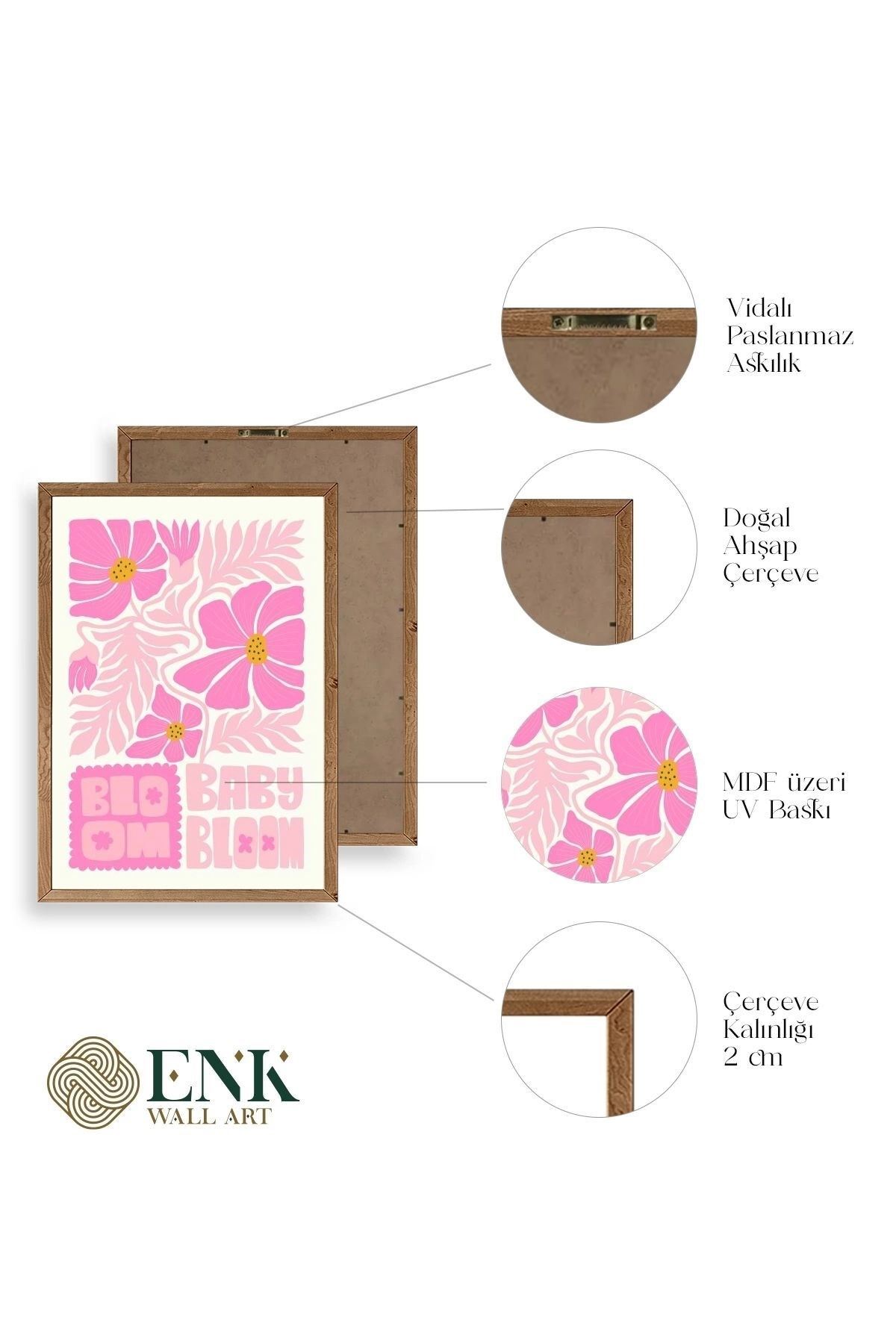 Çiçek Ahşap Çerçeveli Tablo 30 x 42