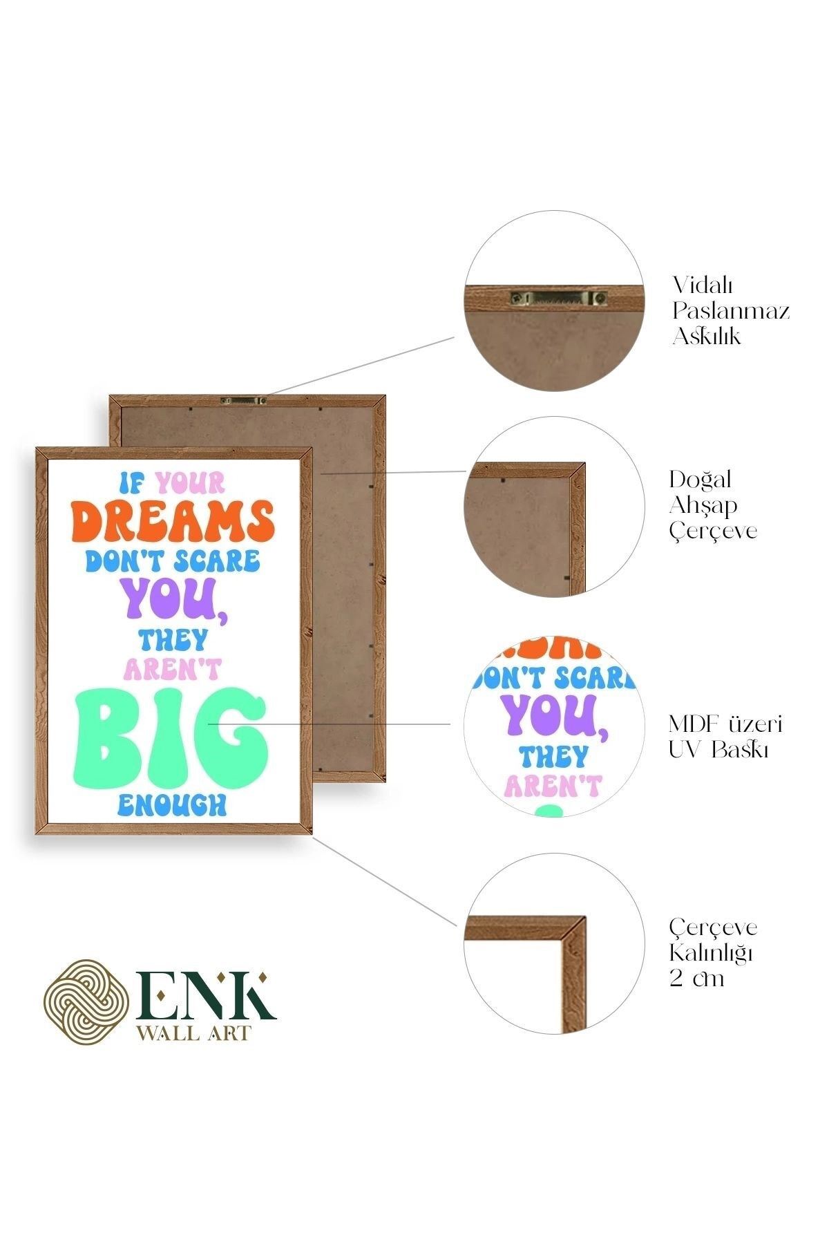 Motto Ahşap Çerçeveli Tablo 23 x 30