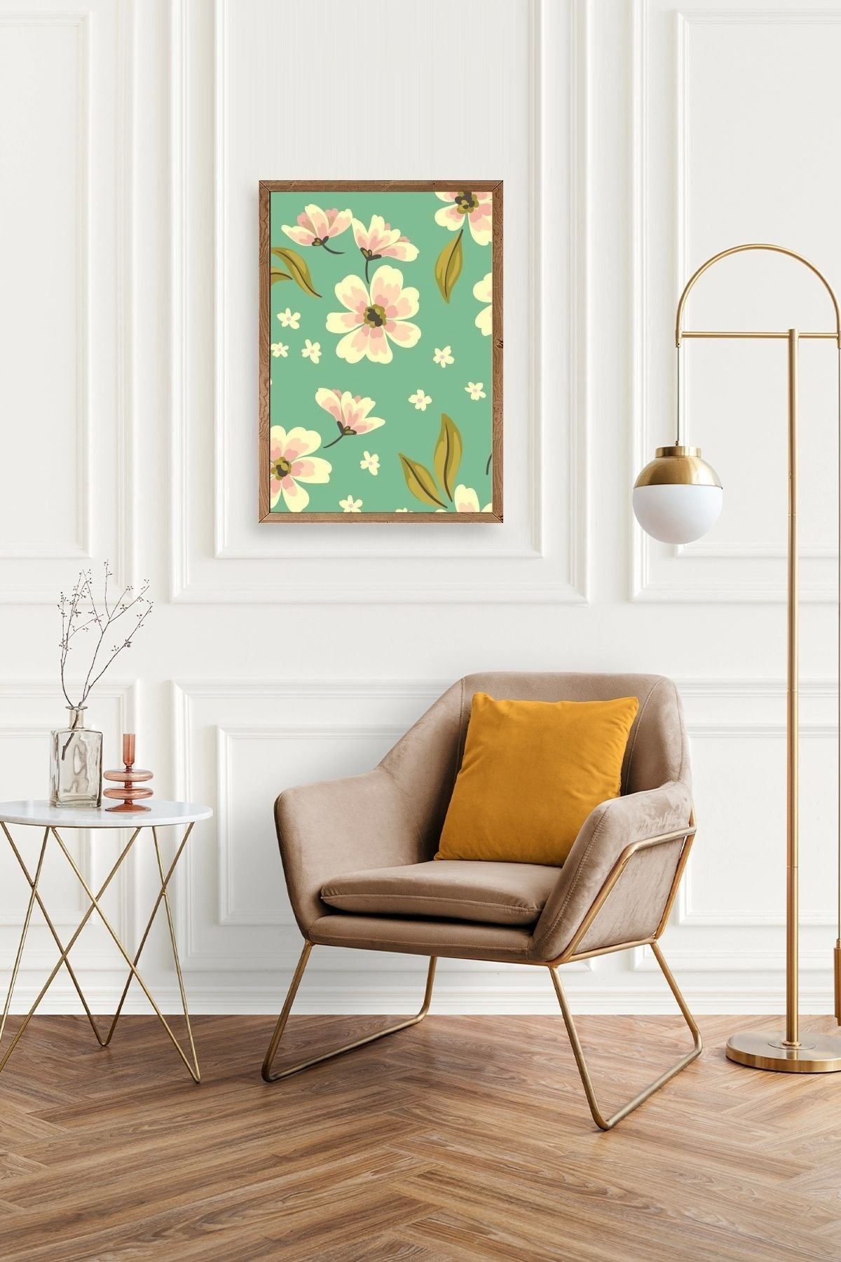 Çiçekler Ahşap Çerçeveli Tablo 30 x 42