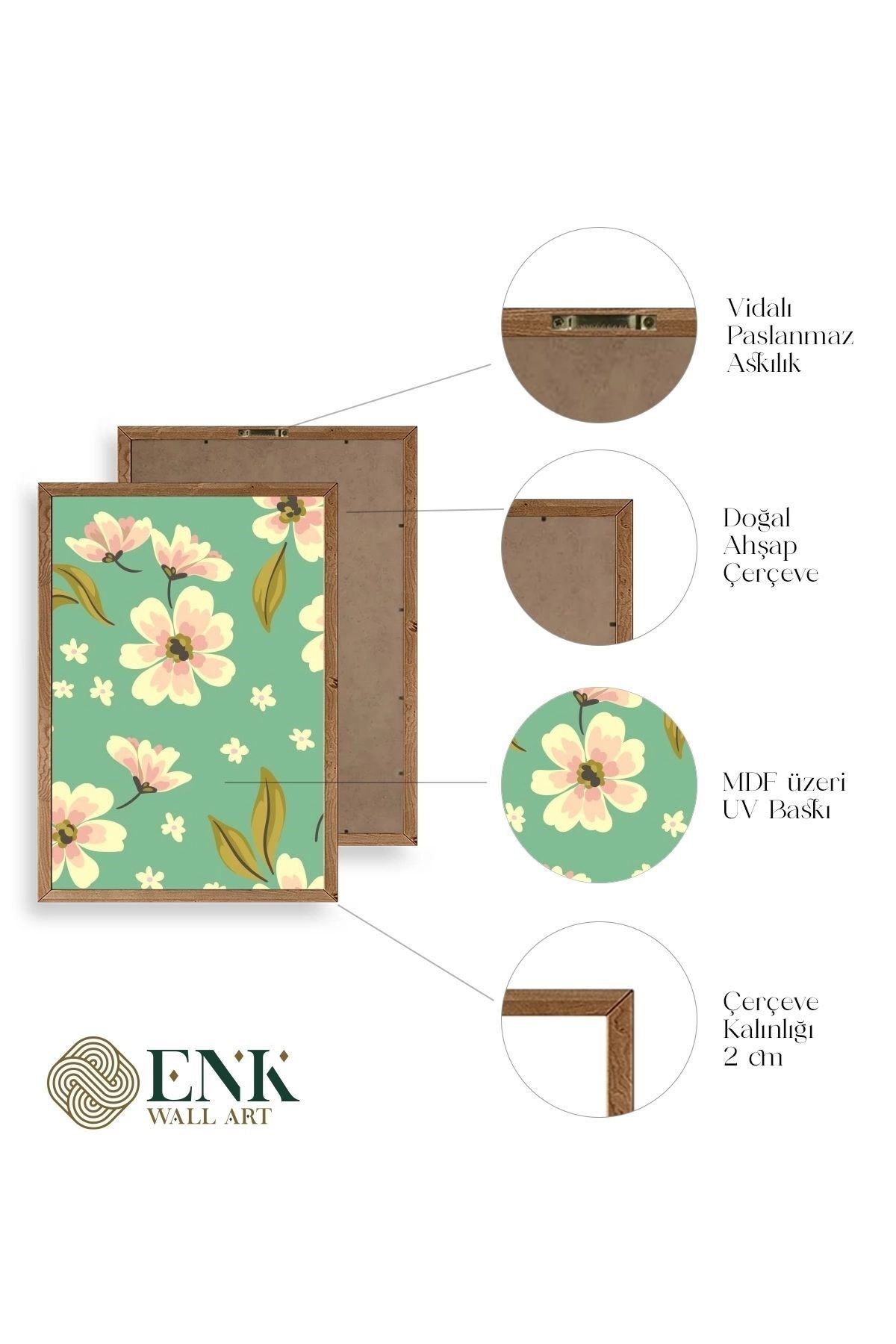 Çiçekler Ahşap Çerçeveli Tablo 30 x 42