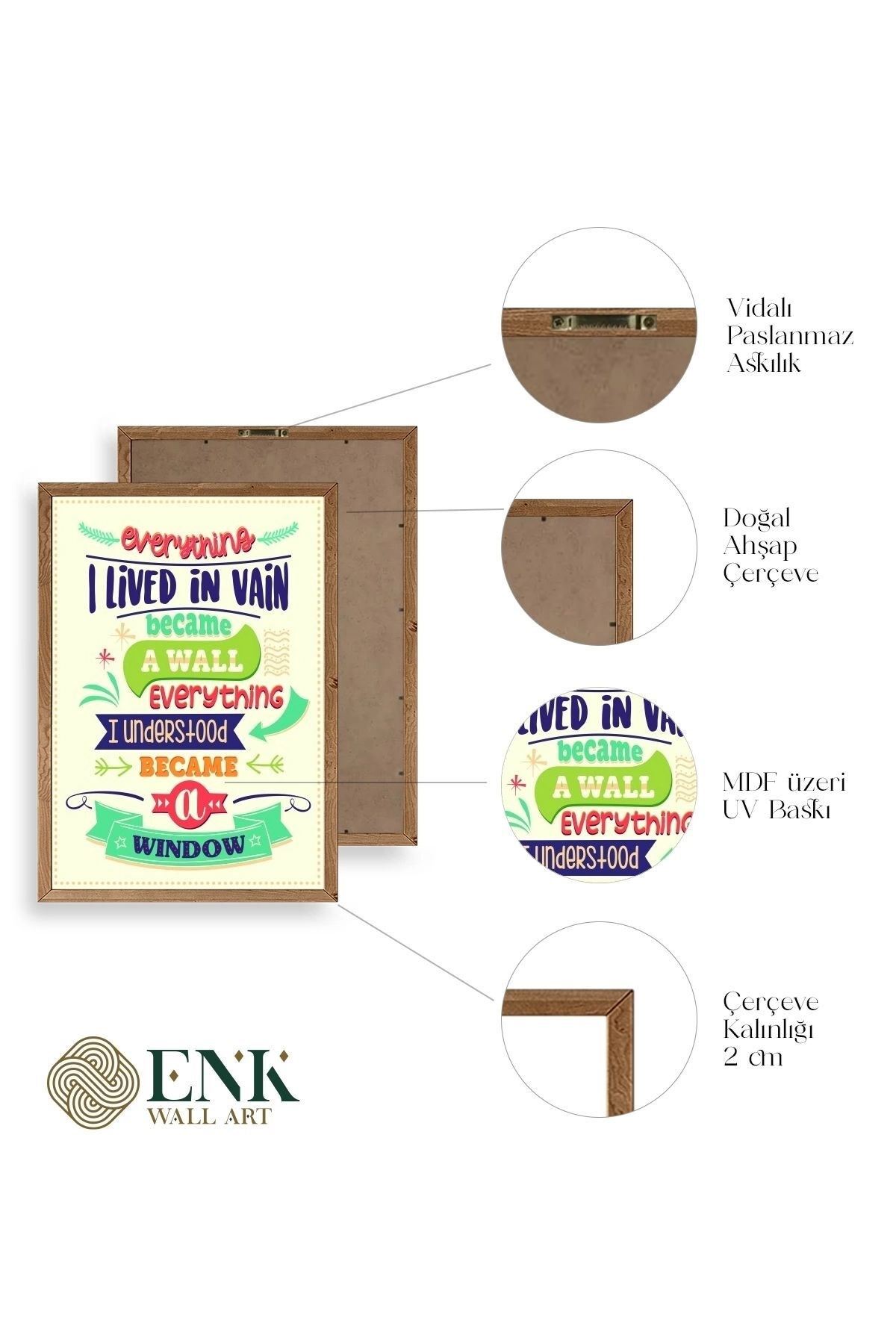 Motto Ahşap Çerçeveli Tablo 30 x 42