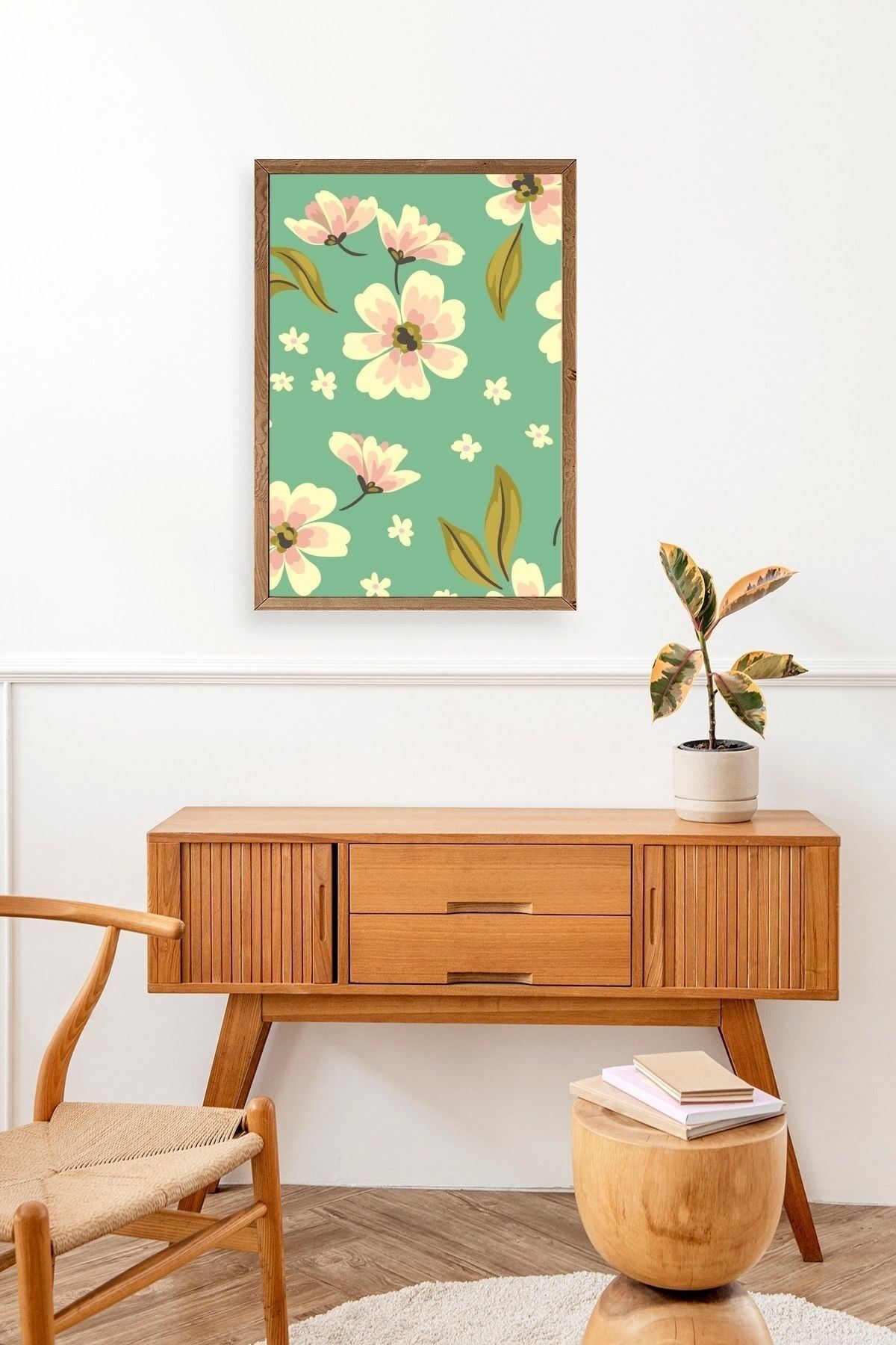 Çiçekler Ahşap Çerçeveli Tablo 50 x 70