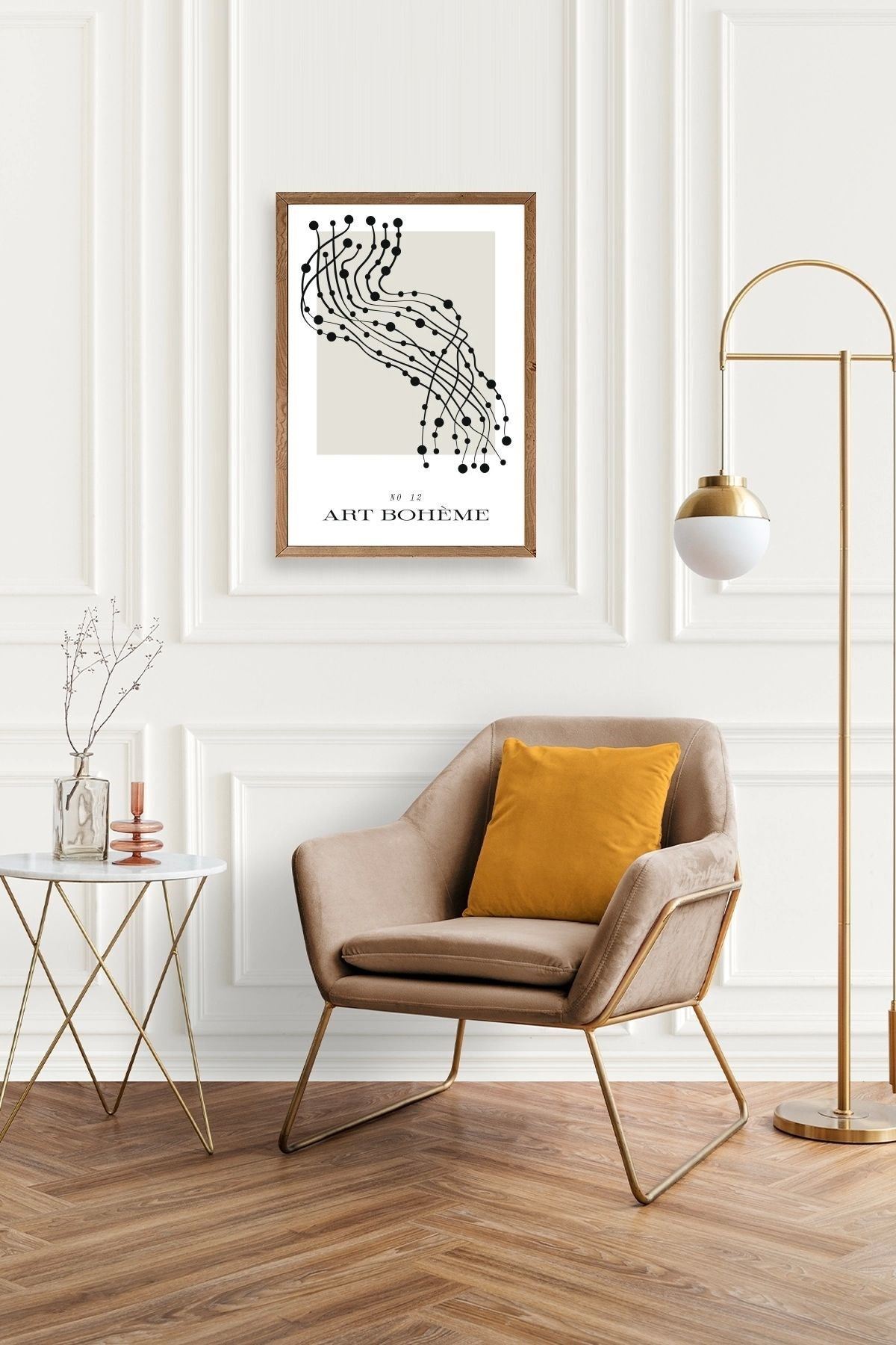 Soyut Ahşap Çerçeveli Tablo 23 x 30