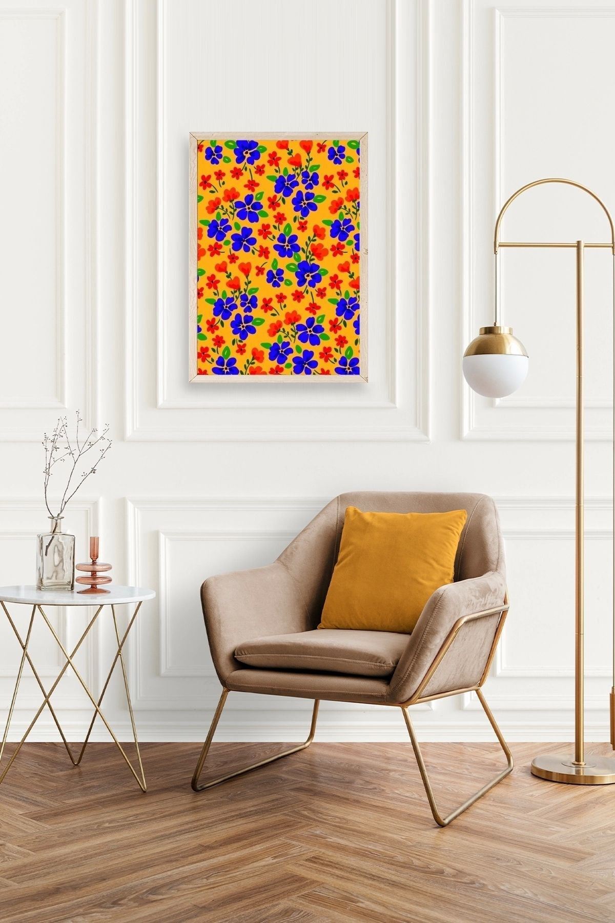 Çiçekler Ahşap Çerçeveli Tablo 17 x 23