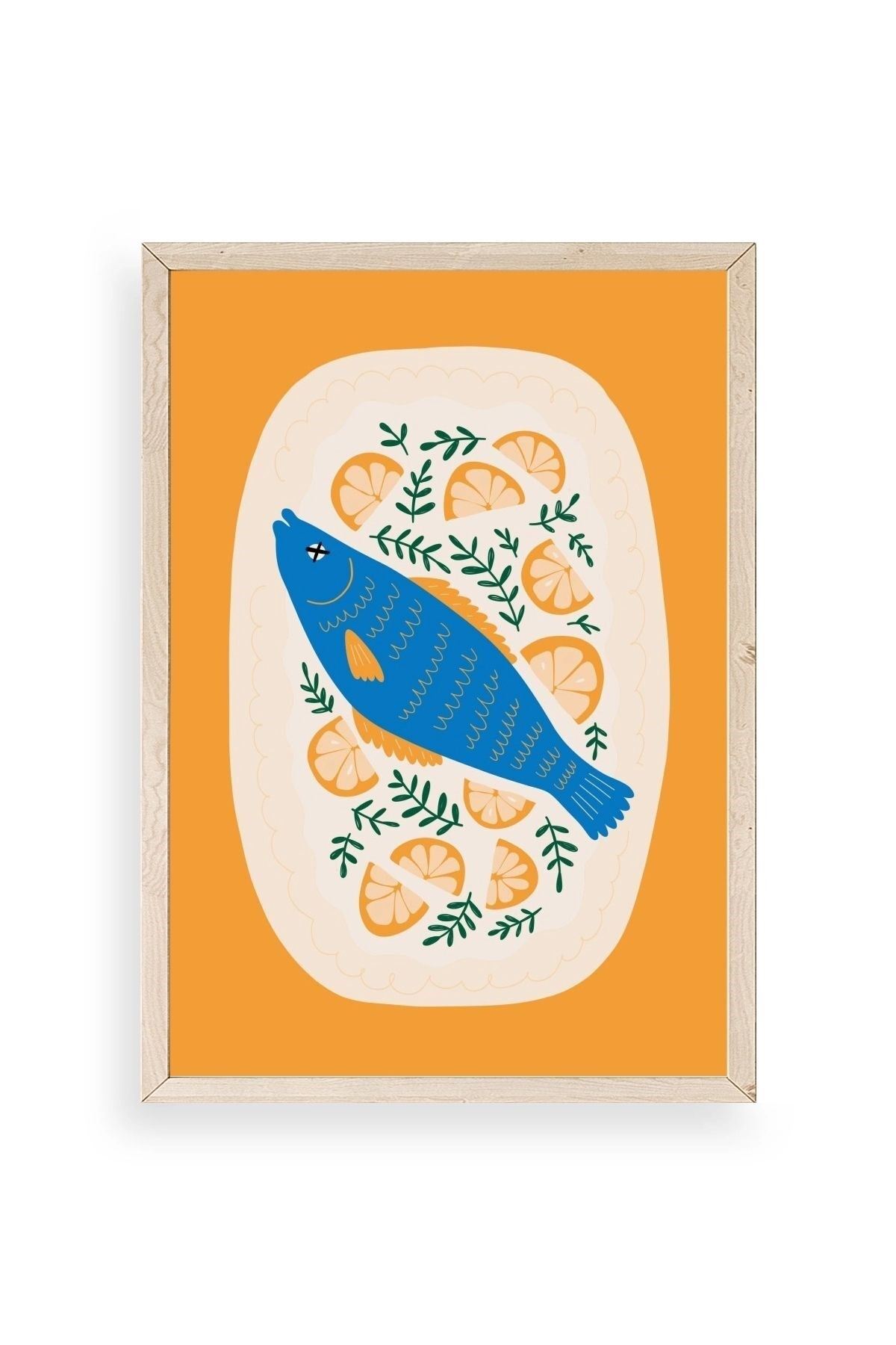 Balık Ahşap Çerçeveli Tablo 50 x 70