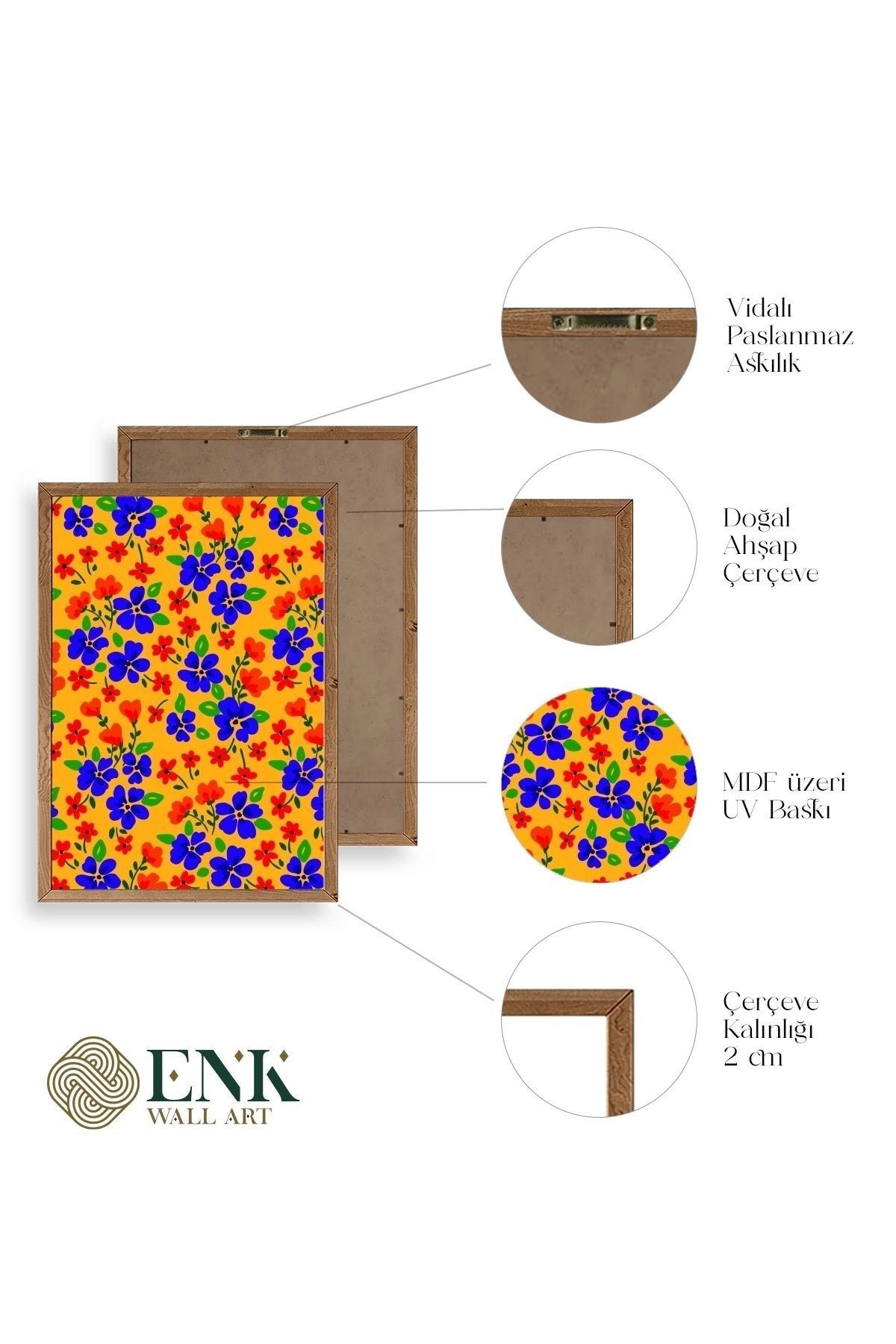 Çiçekler Ahşap Çerçeveli Tablo 23 x 30