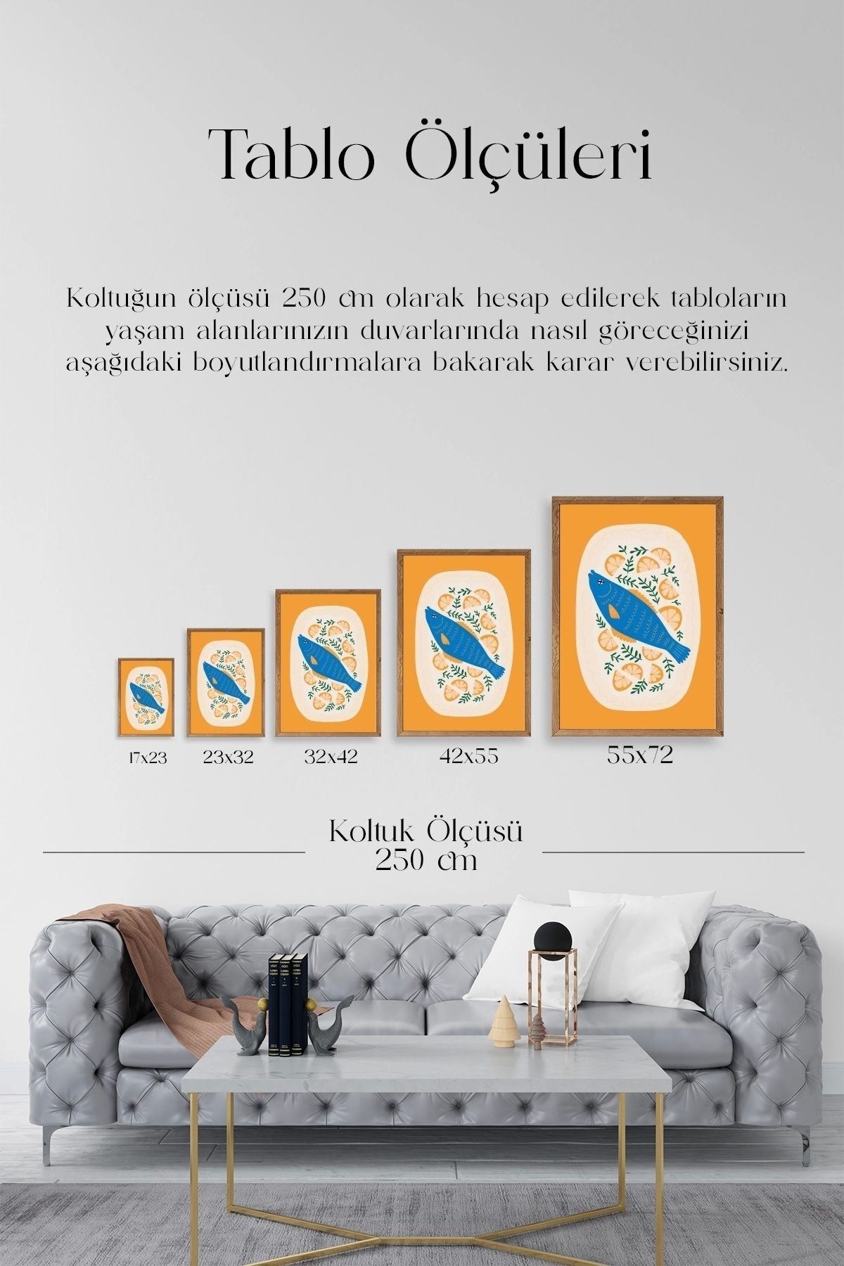 Balık Ahşap Çerçeveli Tablo 50 x 70