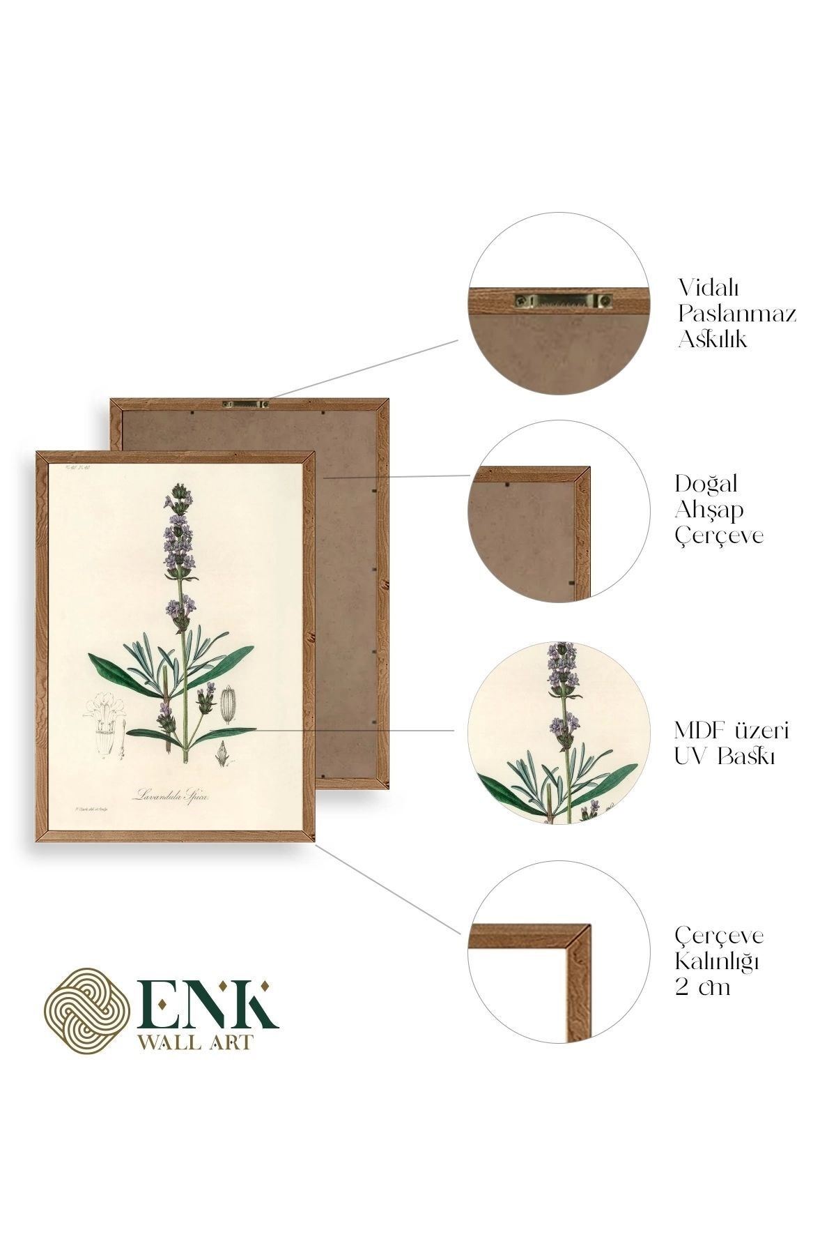 Yaprak Ahşap Çerçeveli Tablo 50 x 70