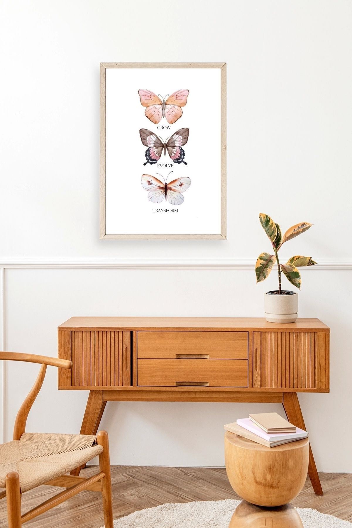 Kelebekler Ahşap Çerçeveli Tablo 23 x 30