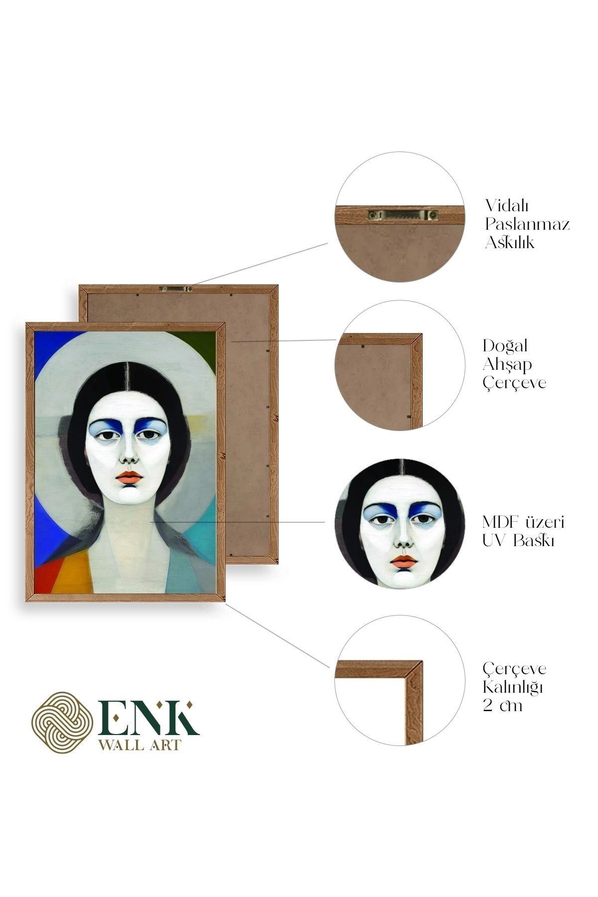 Kadın Ahşap Çerçeveli Tablo 30 x 42