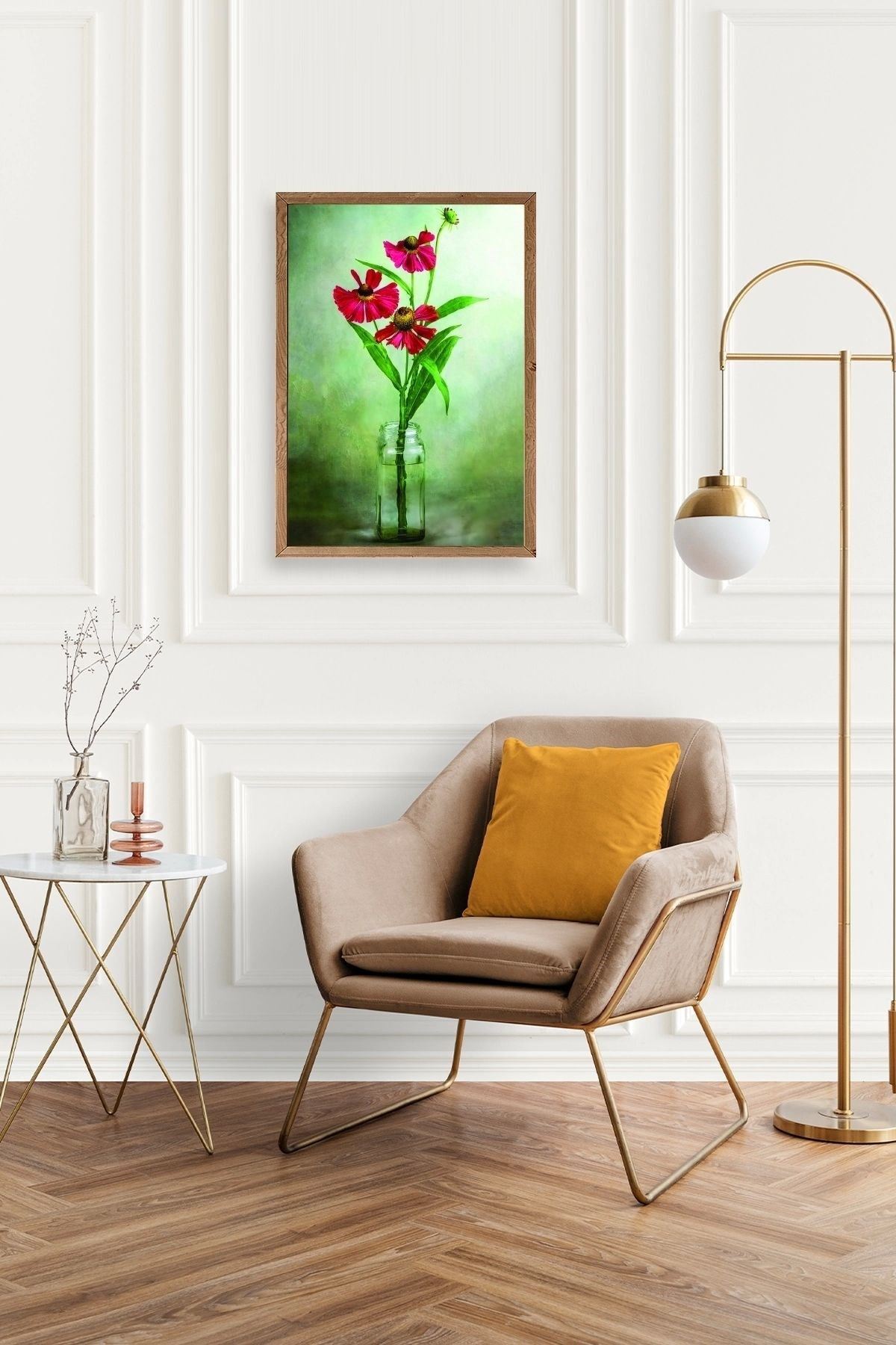 Çiçekler Ahşap Çerçeveli Tablo 17 x 23