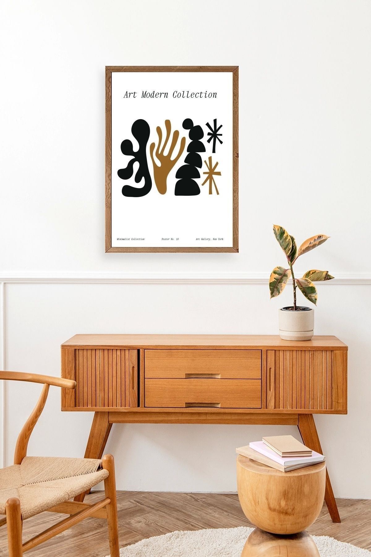 Soyut Ahşap Çerçeveli Tablo 17 x 23