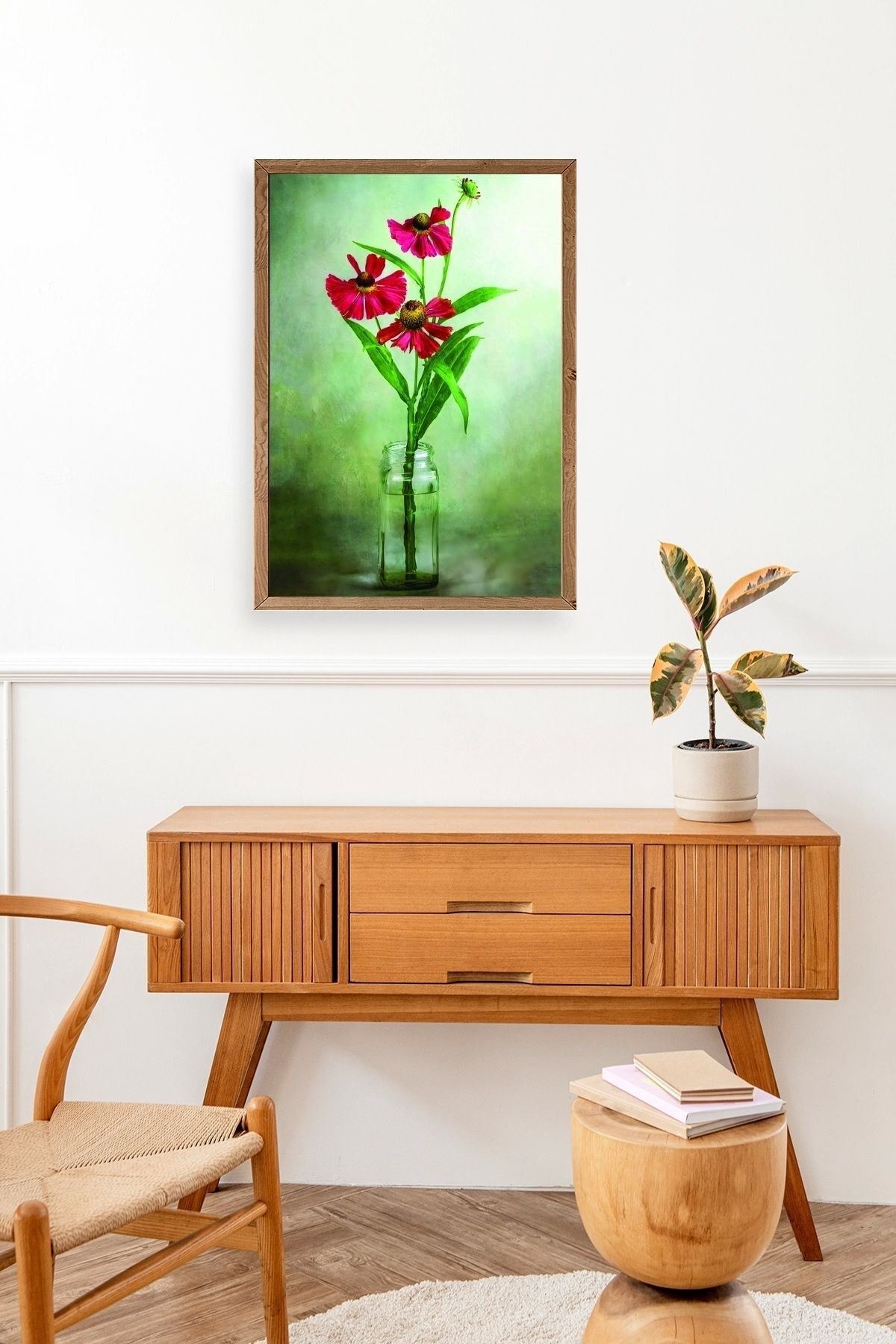 Çiçekler Ahşap Çerçeveli Tablo 23 x 30