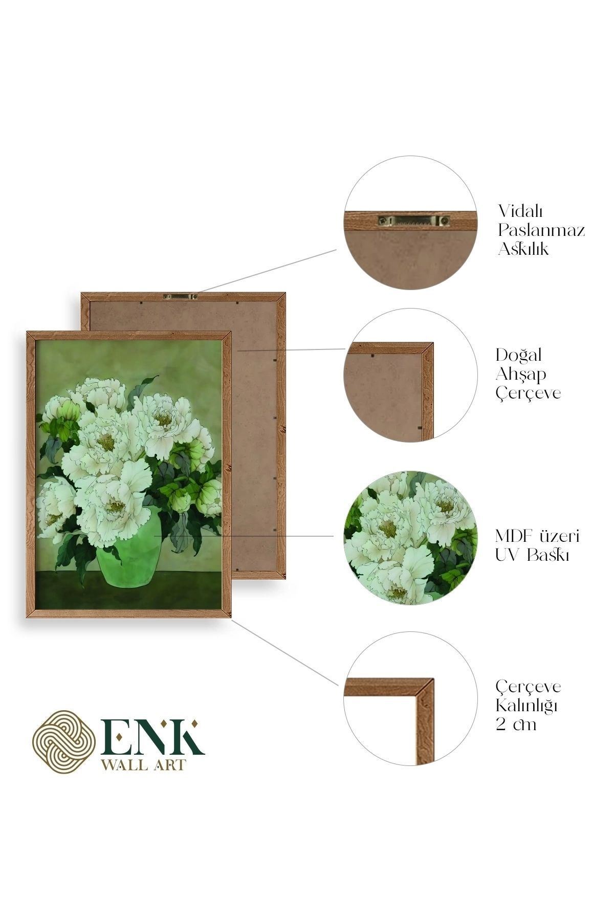 Çiçekler Ahşap Çerçeveli Tablo 50 x 70