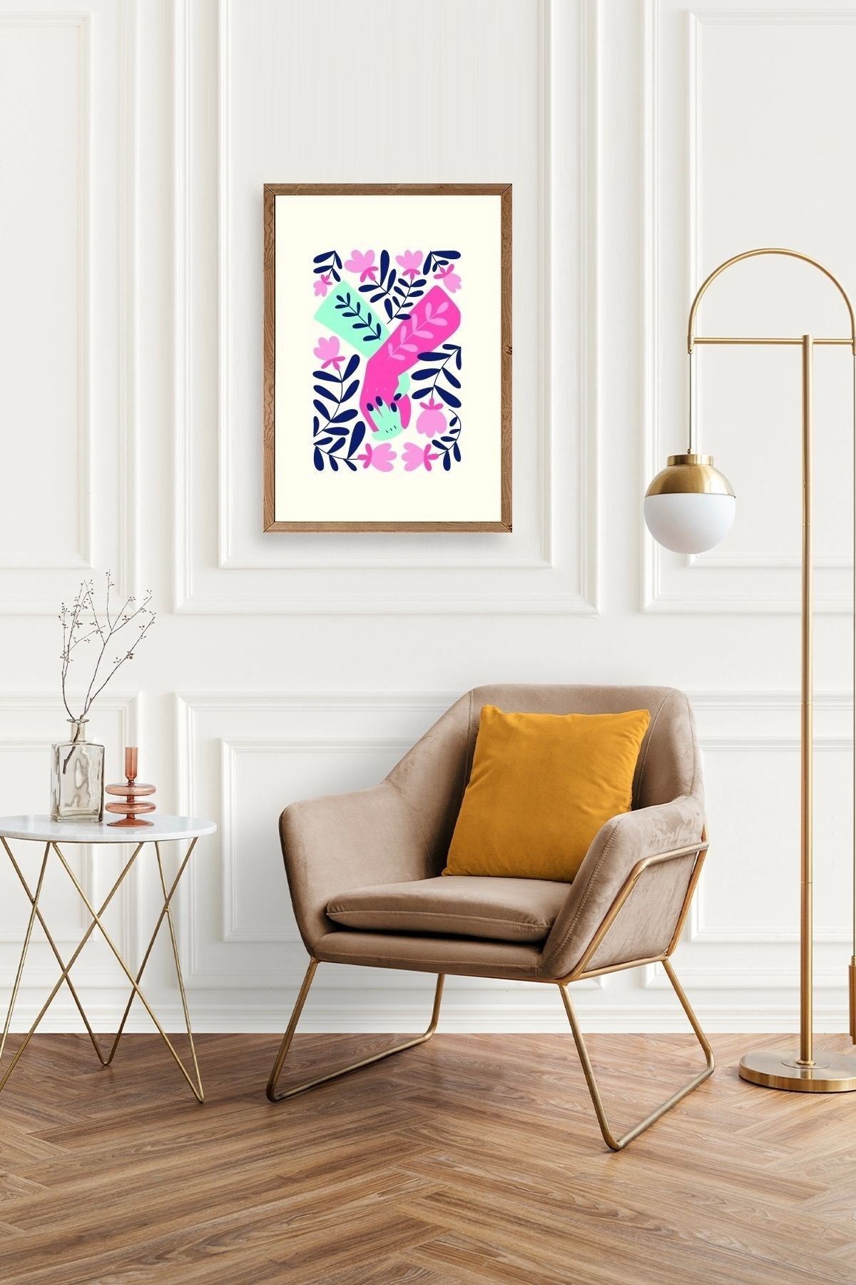 Soyut Ahşap Çerçeveli Tablo 50 x 70