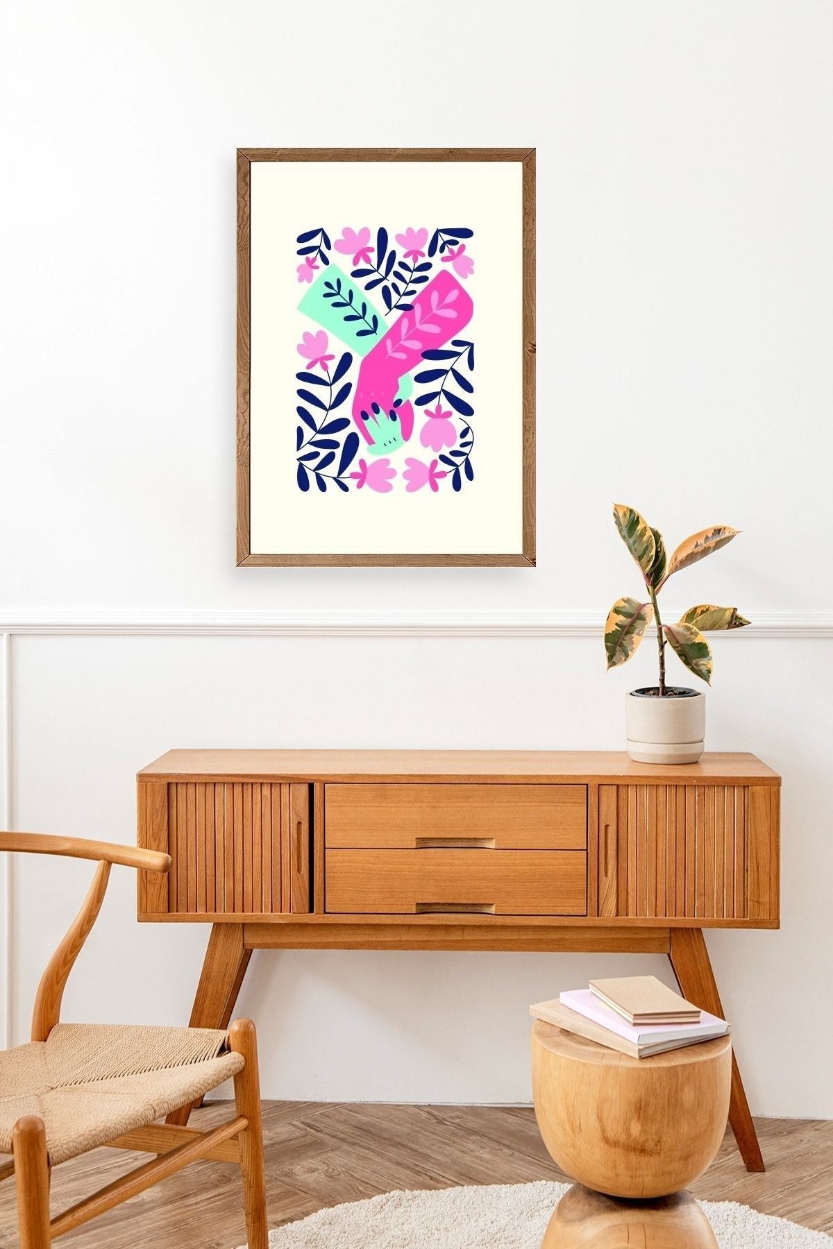 Soyut Ahşap Çerçeveli Tablo 50 x 70