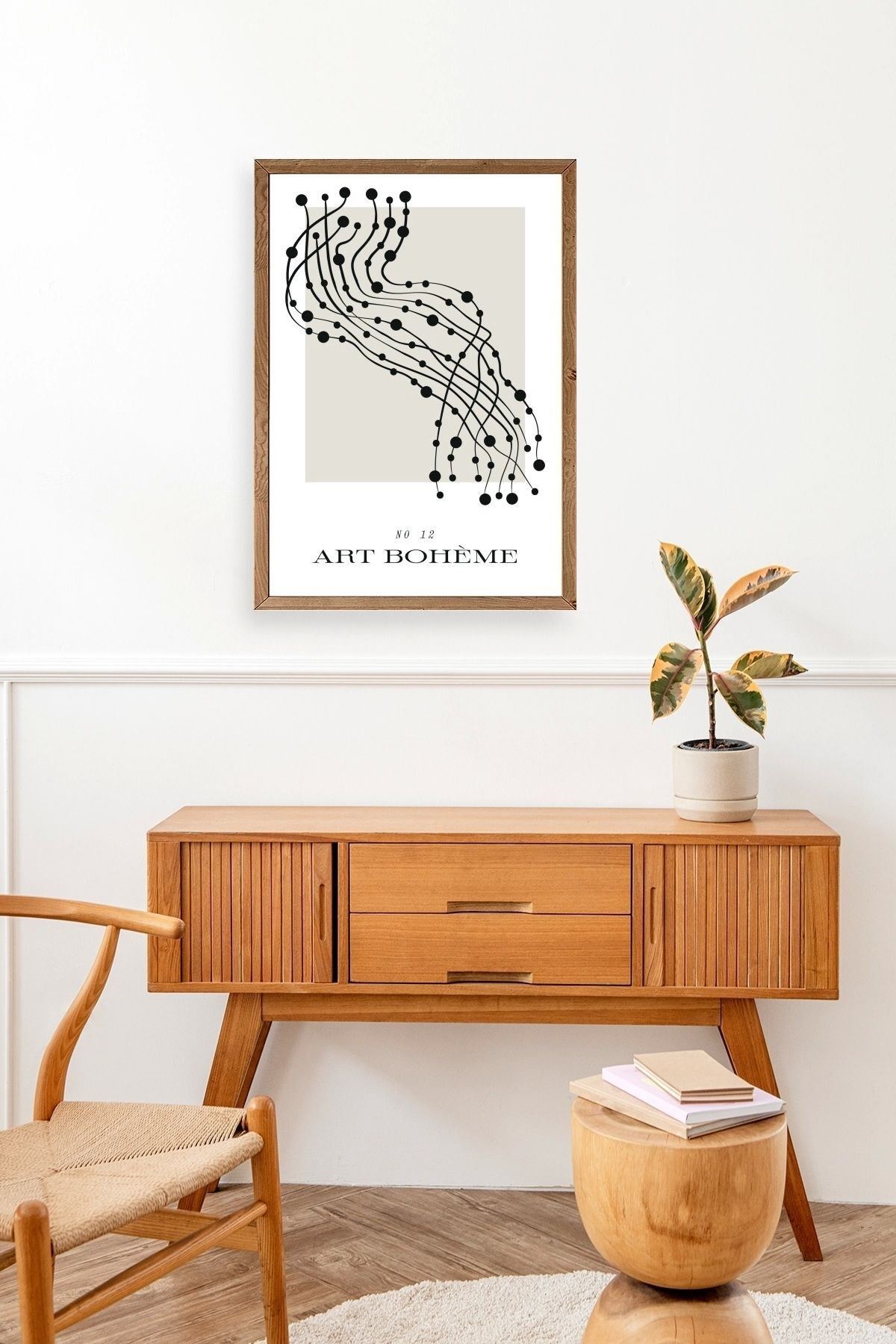 Soyut Ahşap Çerçeveli Tablo 30 x 42