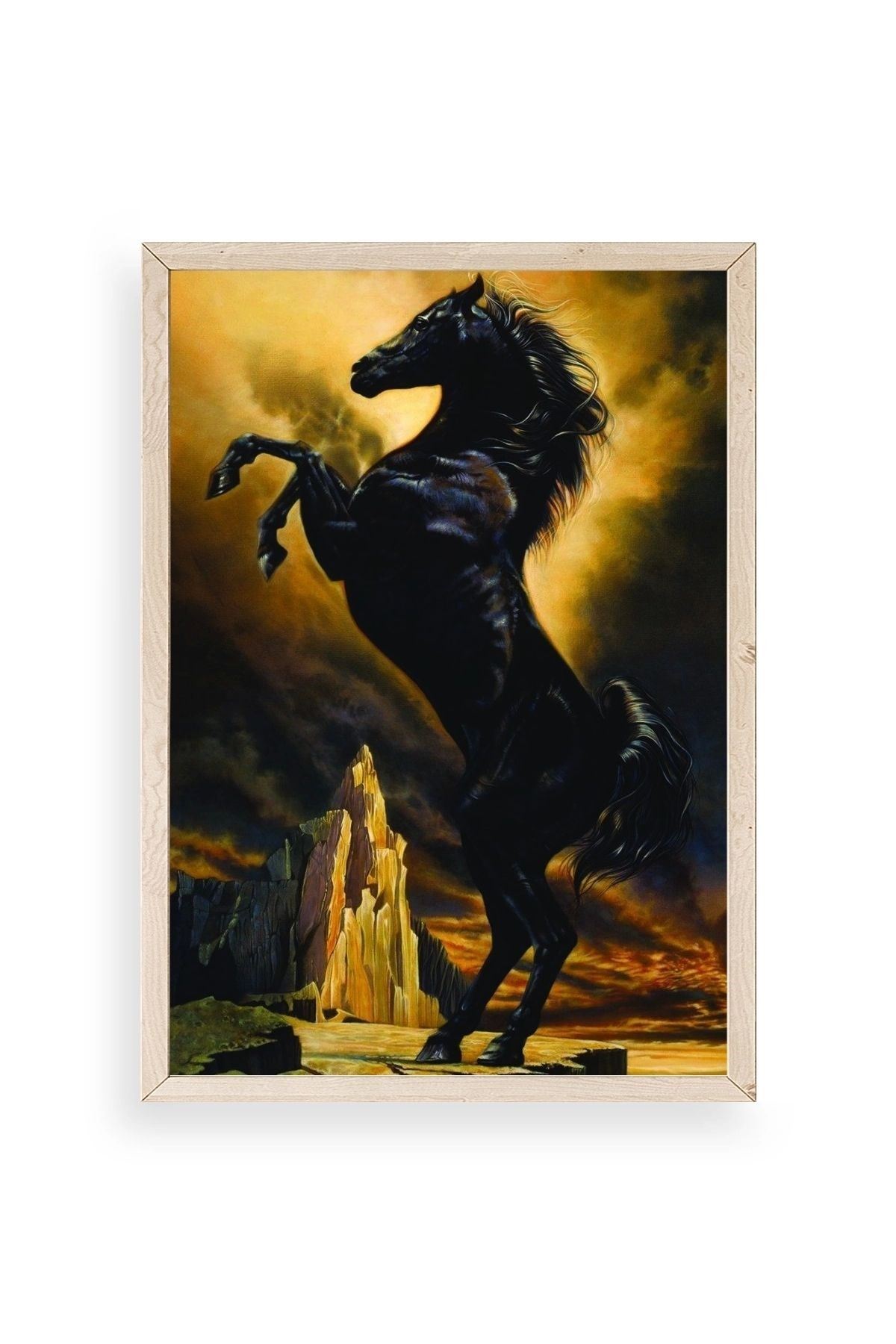 At Ahşap Çerçeveli Tablo 17 x 23