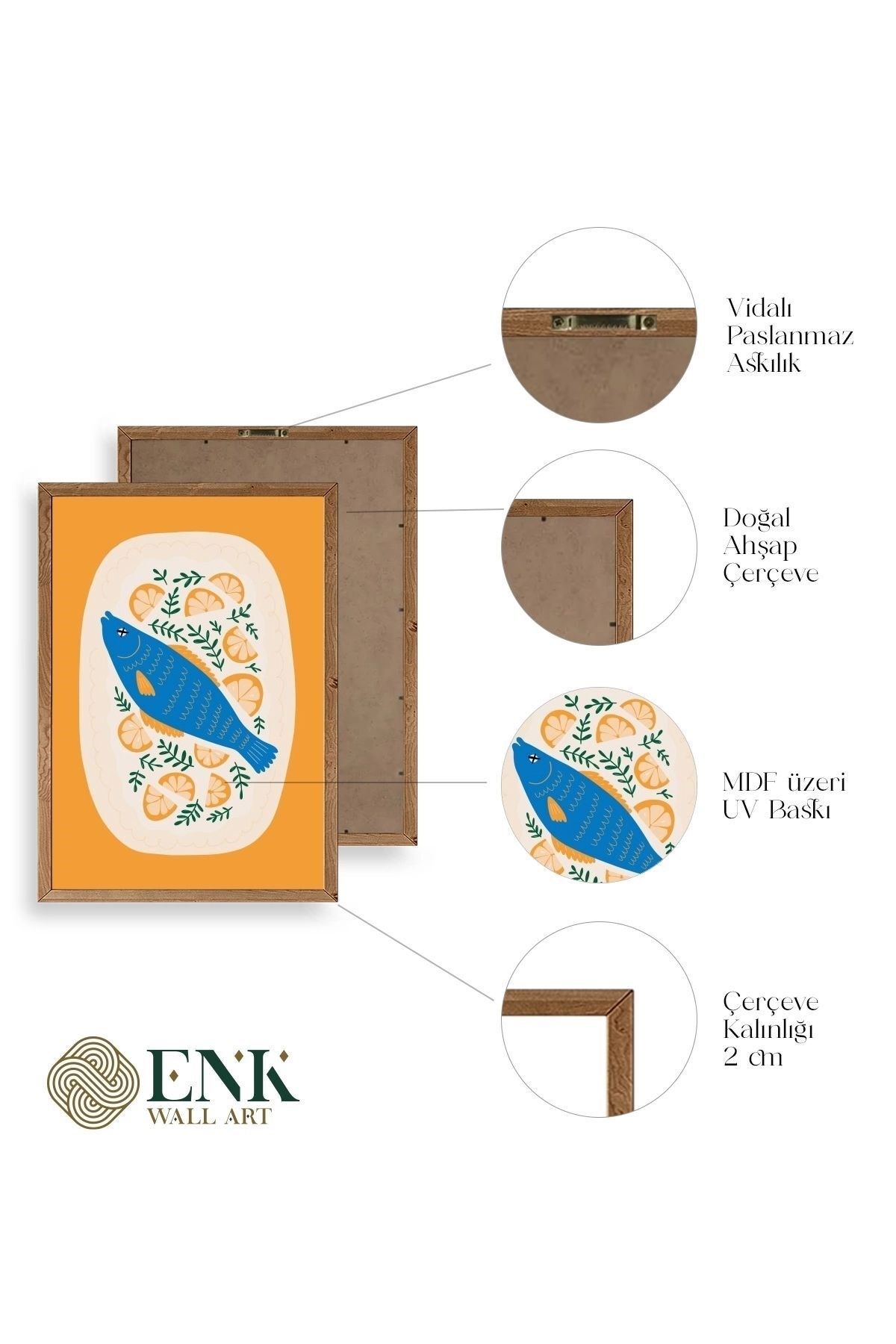 Balık Ahşap Çerçeveli Tablo 17 x 23