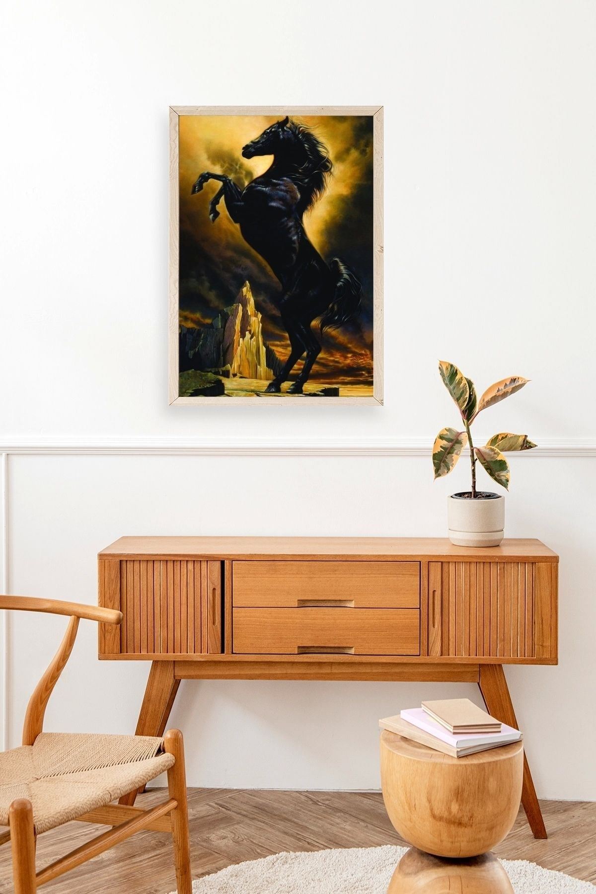 At Ahşap Çerçeveli Tablo 23 x 30