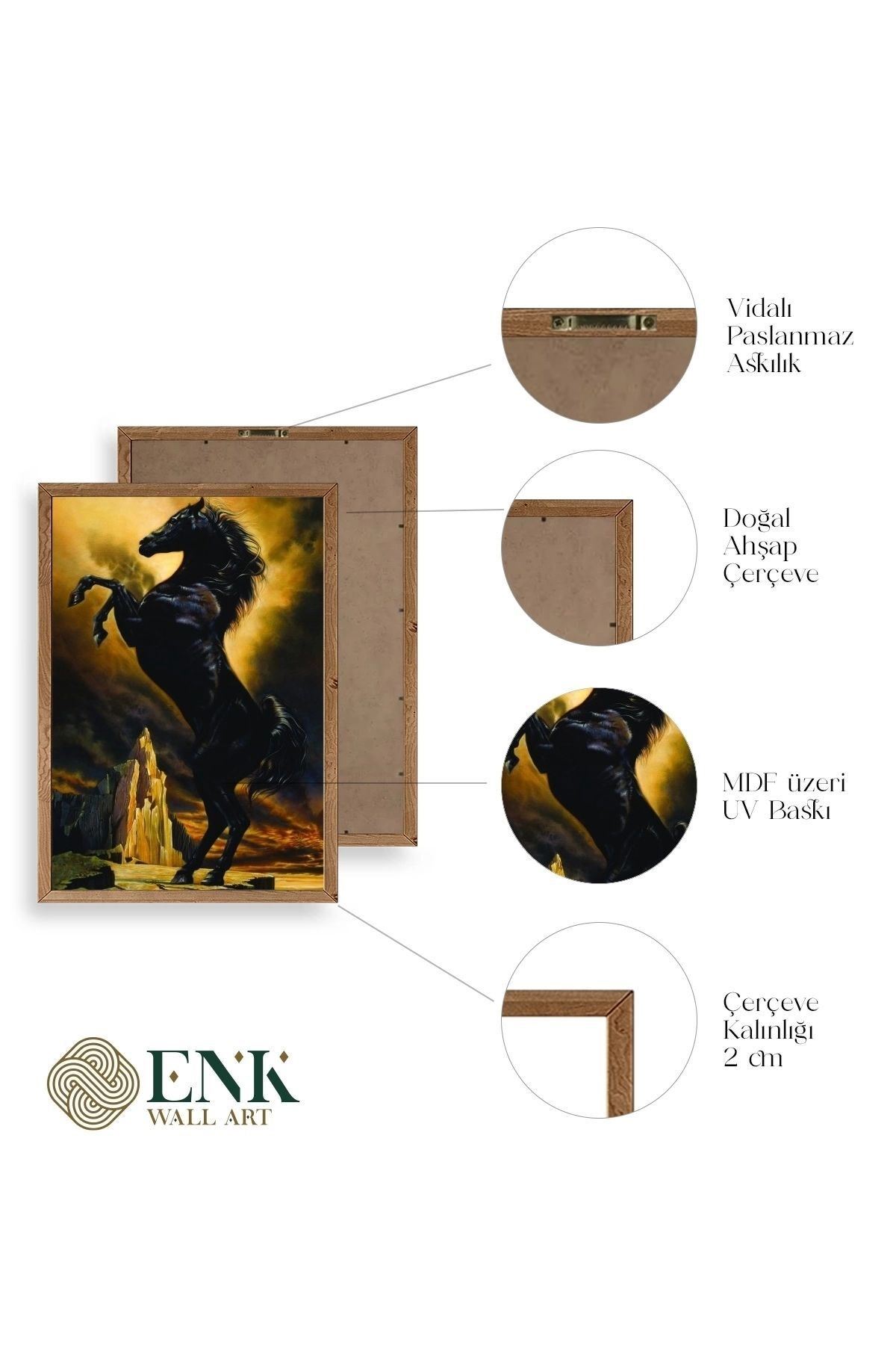 At Ahşap Çerçeveli Tablo 23 x 30