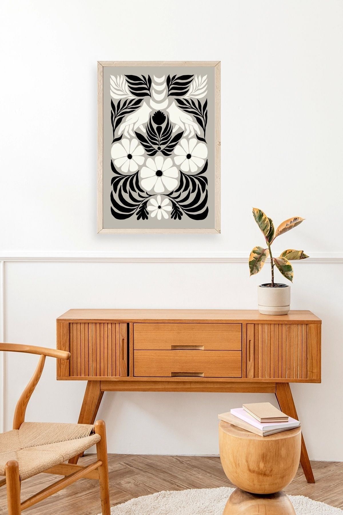 Çiçek Ahşap Çerçeveli Tablo 17 x 23