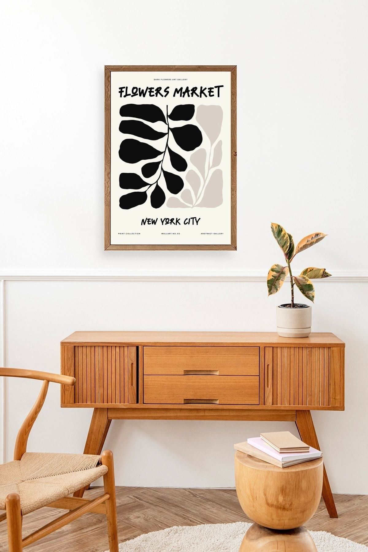 Yaprak Ahşap Çerçeveli Tablo 50 x 70