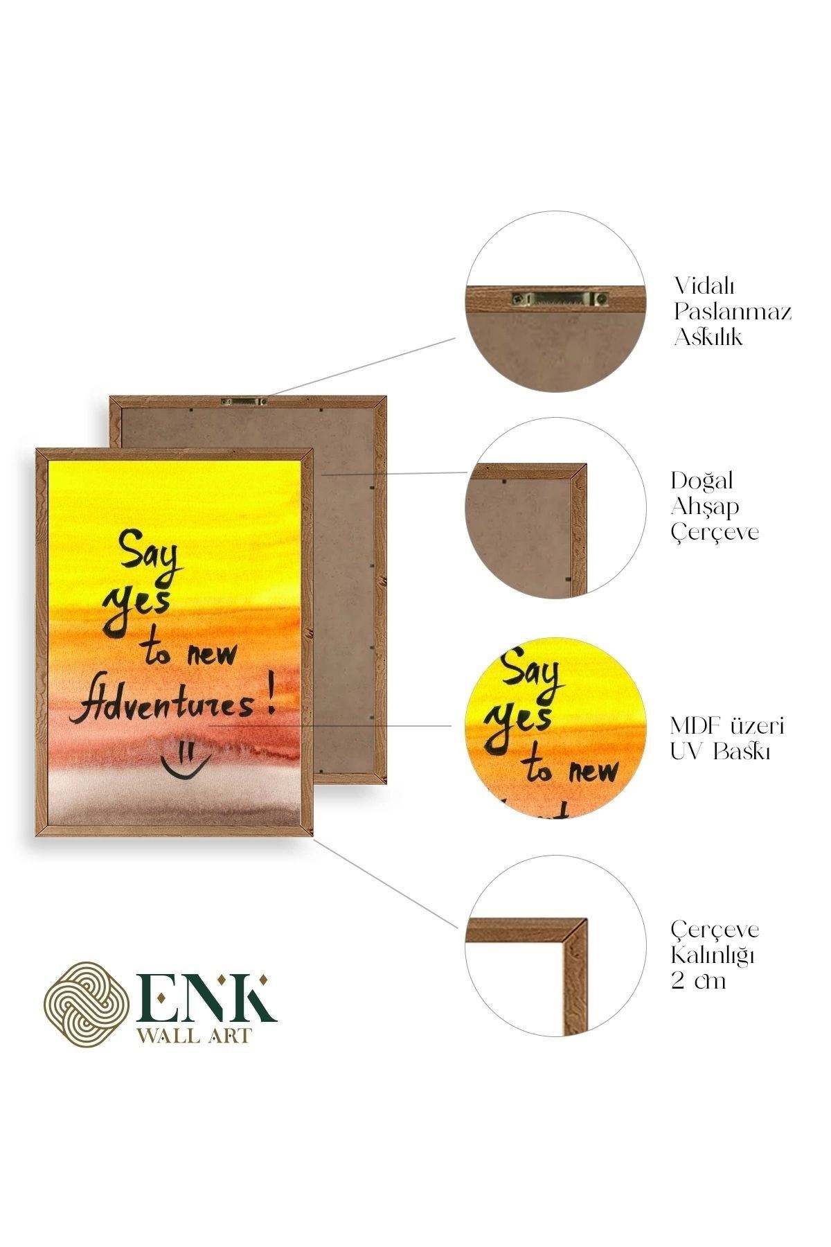 Motto Ahşap Çerçeveli Tablo 30 x 42