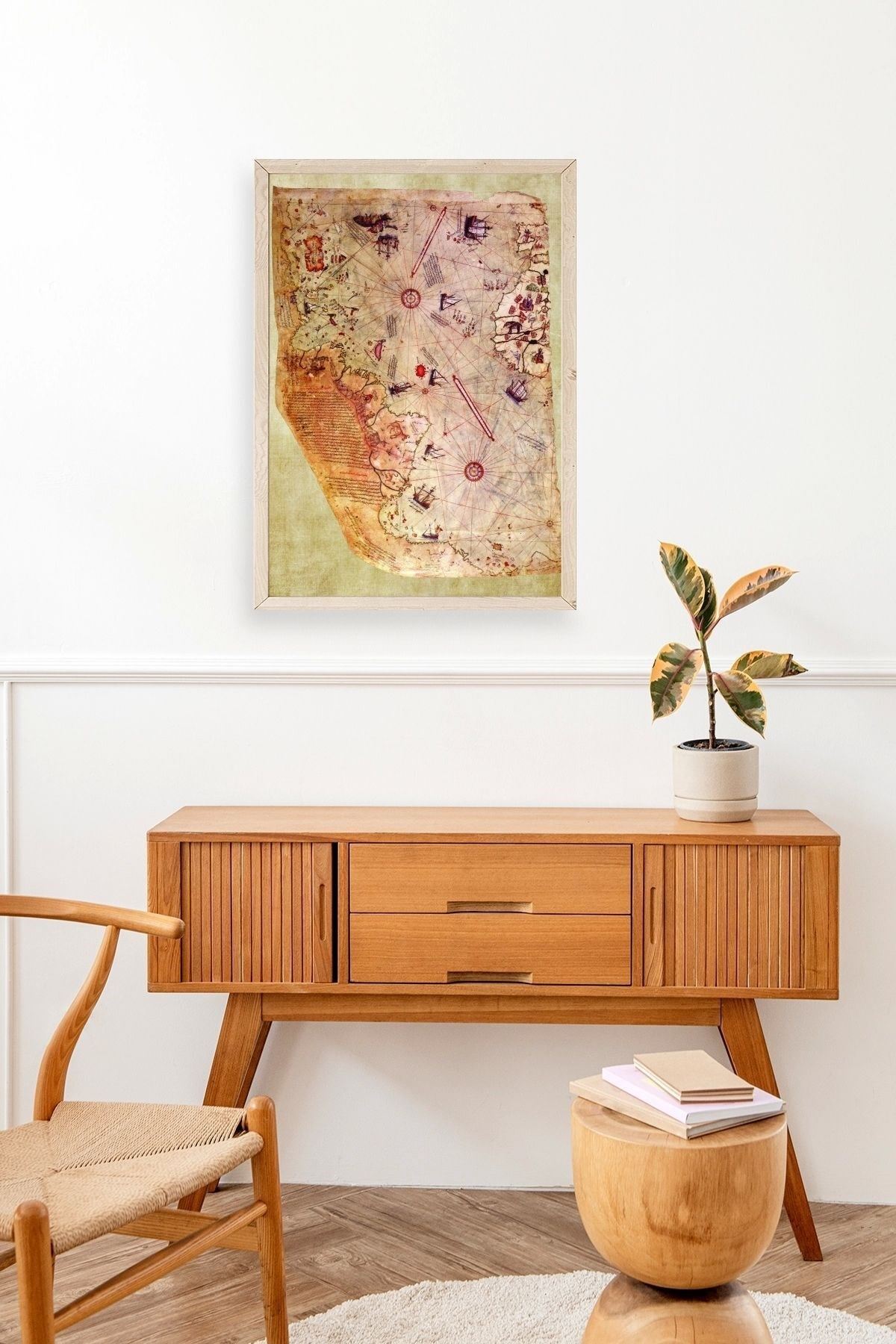 Harita Ahşap Çerçeveli Tablo 30 x 42