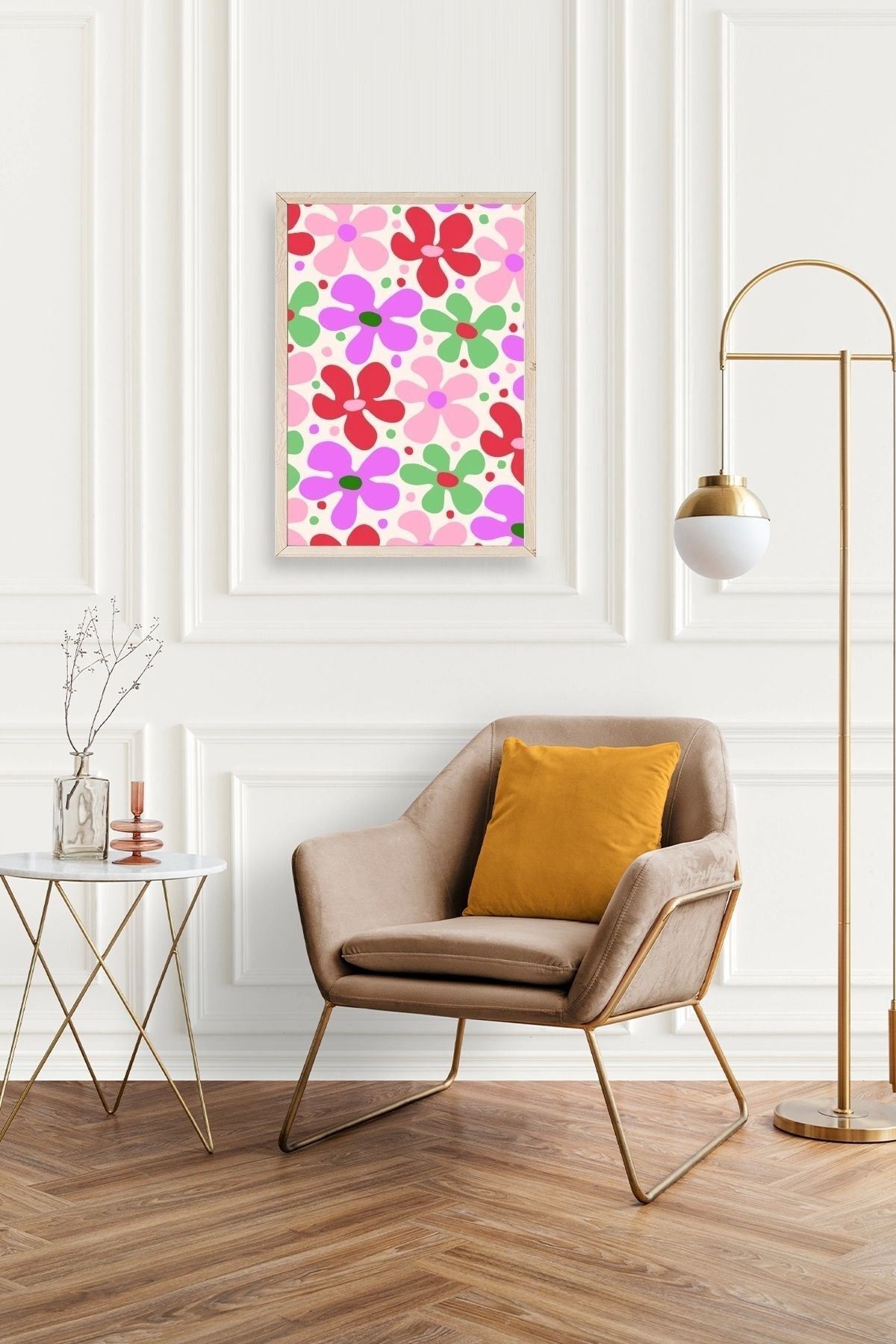 Çiçekler Ahşap Çerçeveli Tablo 50 x 70